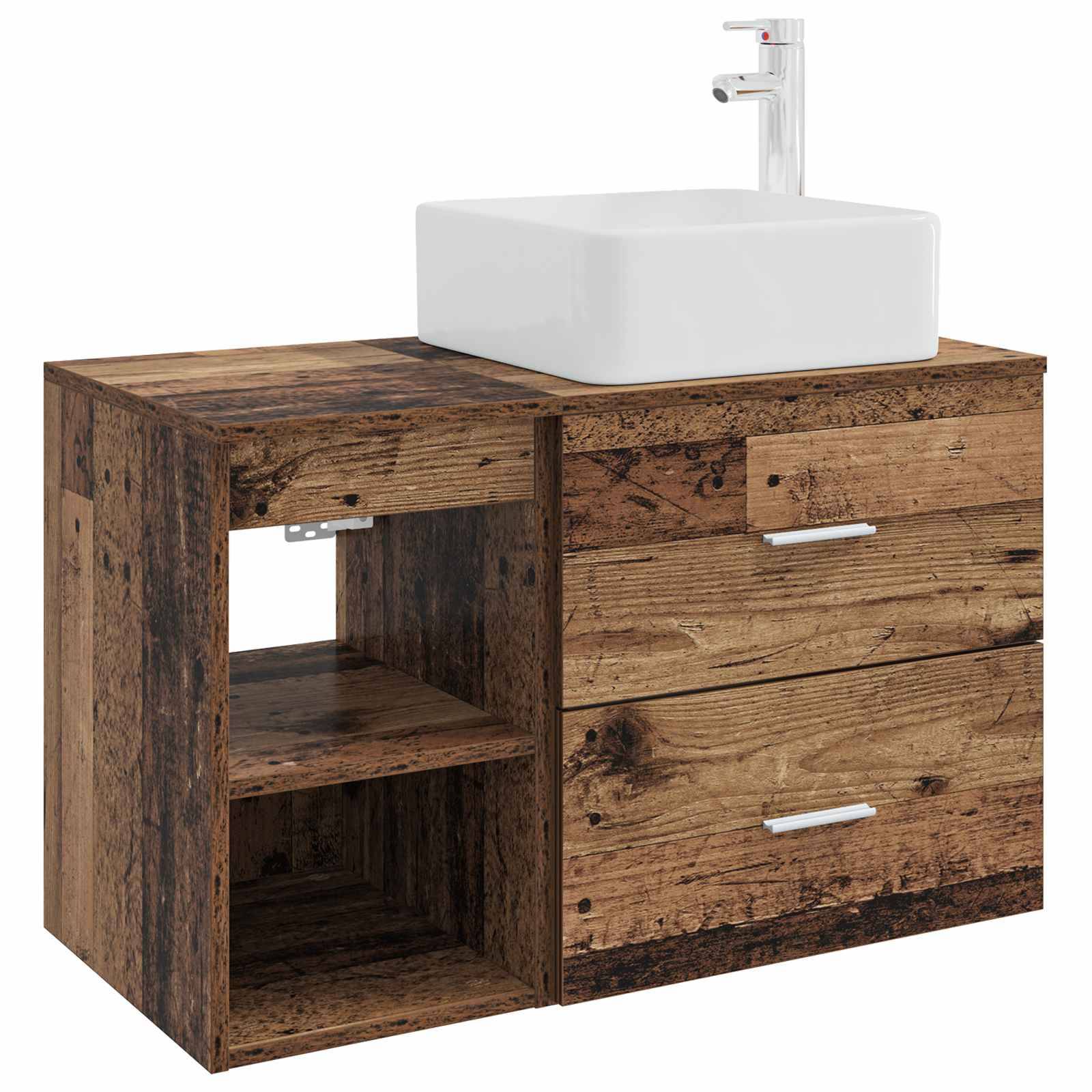 vidaXL Badezimmermöbel-Set 2 pcs Altholz Holzwerkstoff