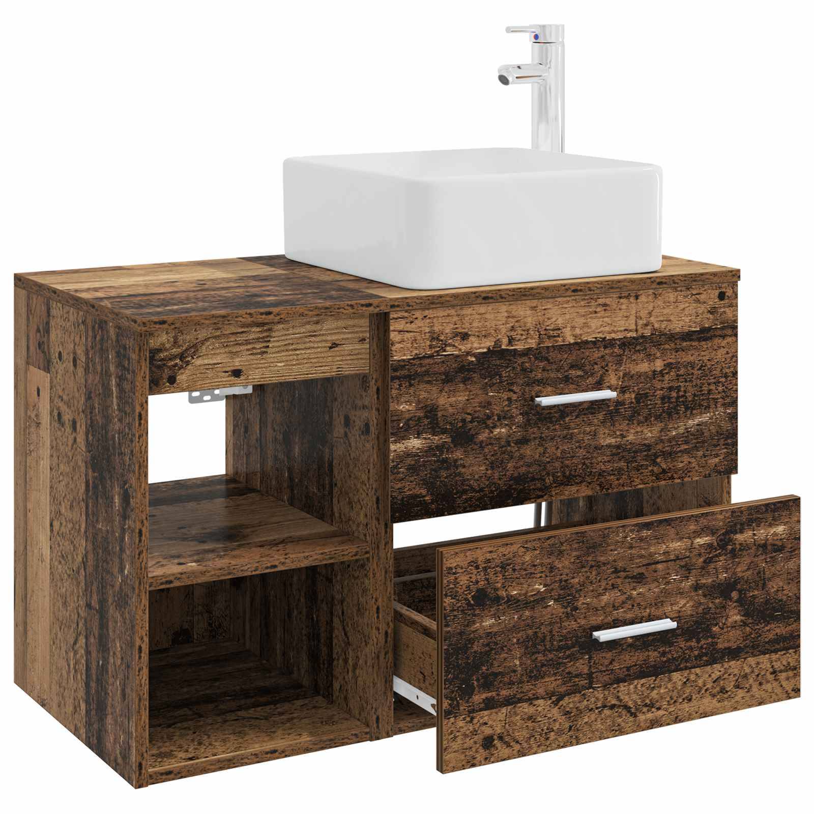 vidaXL Badezimmermöbel-Set 2 pcs Altholz Holzwerkstoff
