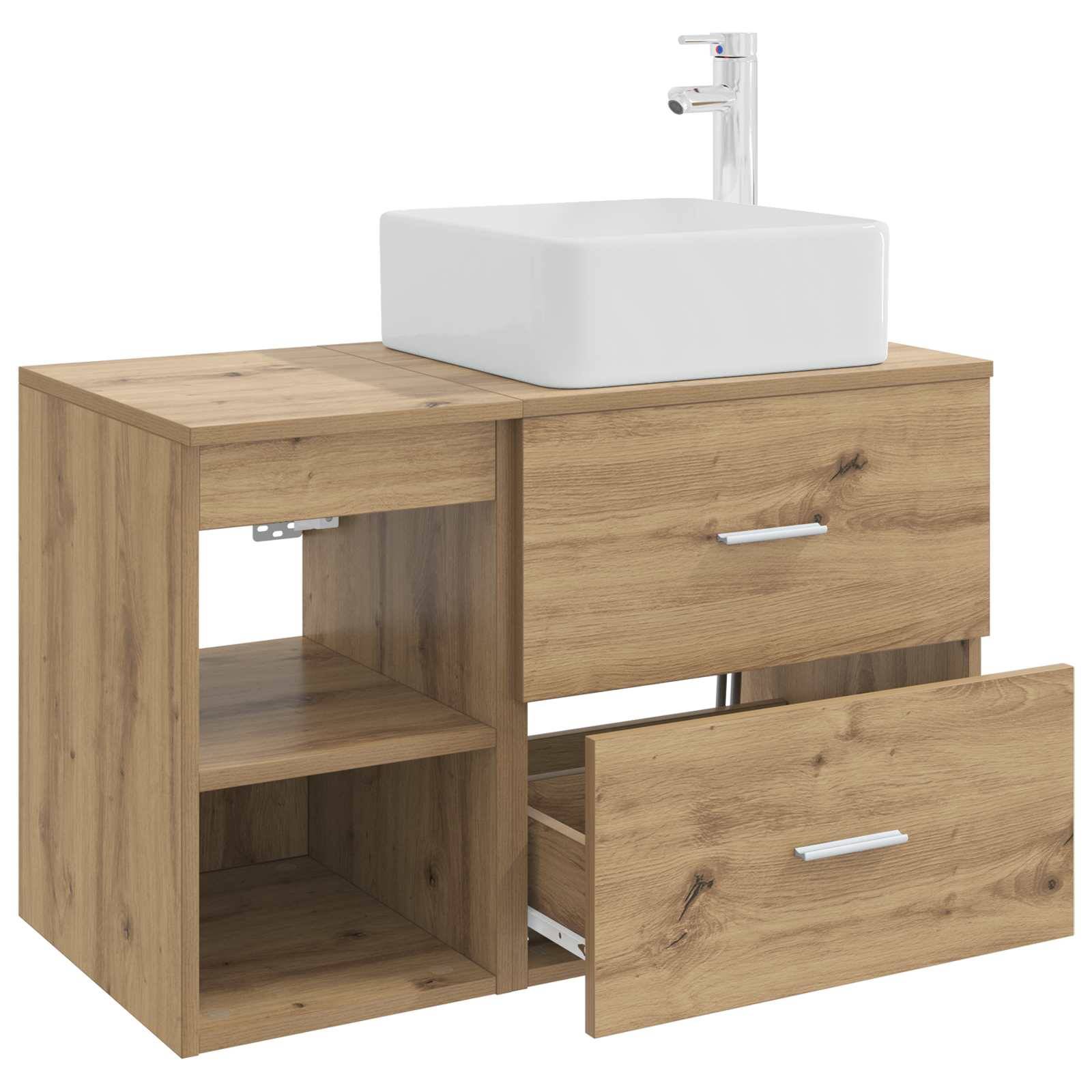 vidaXL Badezimmermöbel-Set 2 pcs Artisan-Eiche Holzwerkstoff