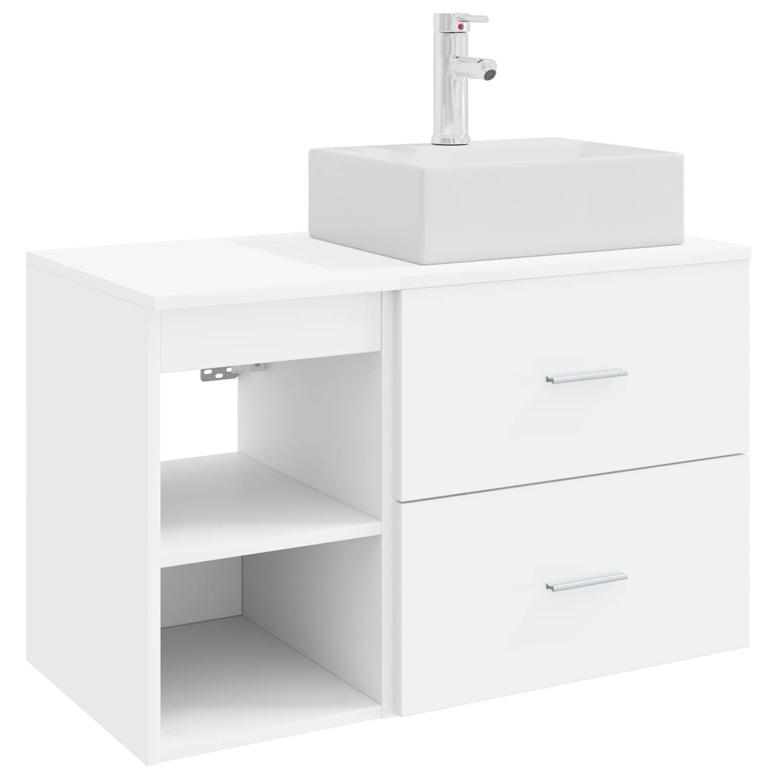 vidaXL Badezimmermöbel-Set 2 pcs Weiß Holzwerkstoff