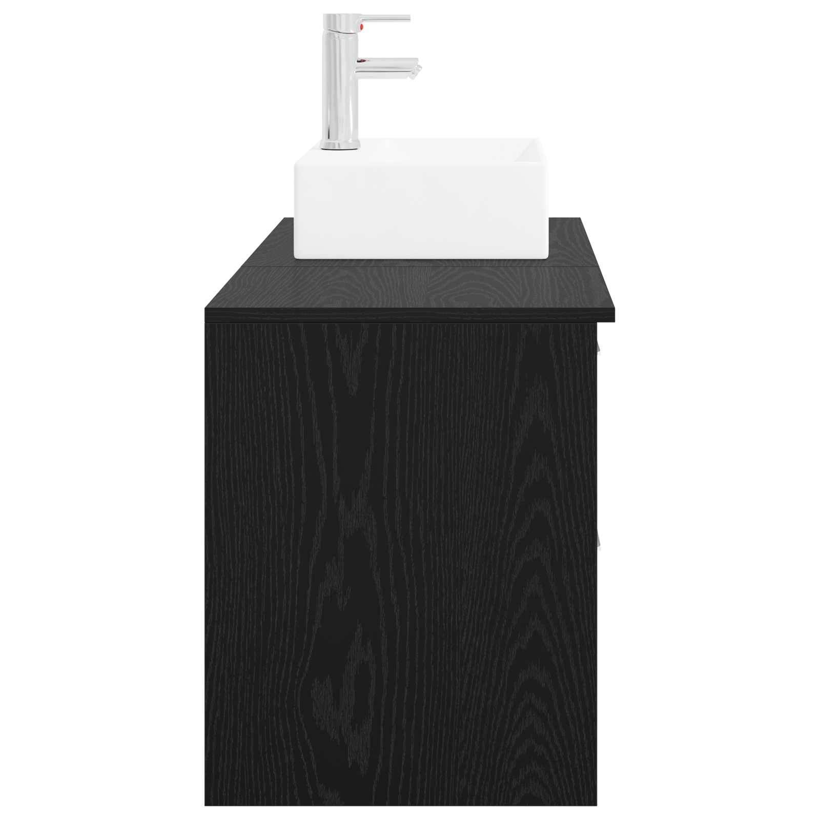 vidaXL Badezimmermöbel-Set 2 pcs Schwarze Eiche Holzwerkstoff