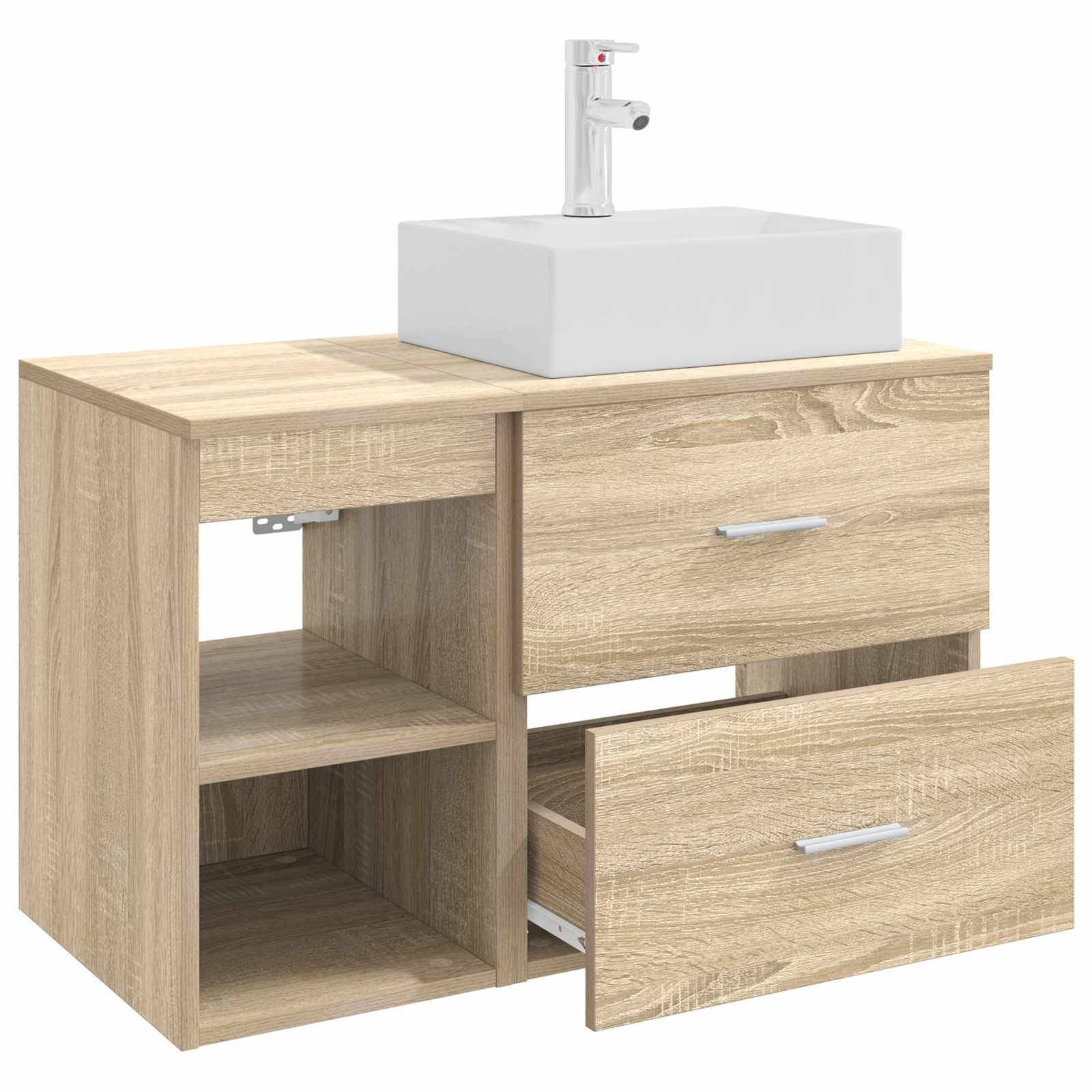 vidaXL Badezimmermöbel-Set 2 pcs Sonoma-Eiche Holzwerkstoff