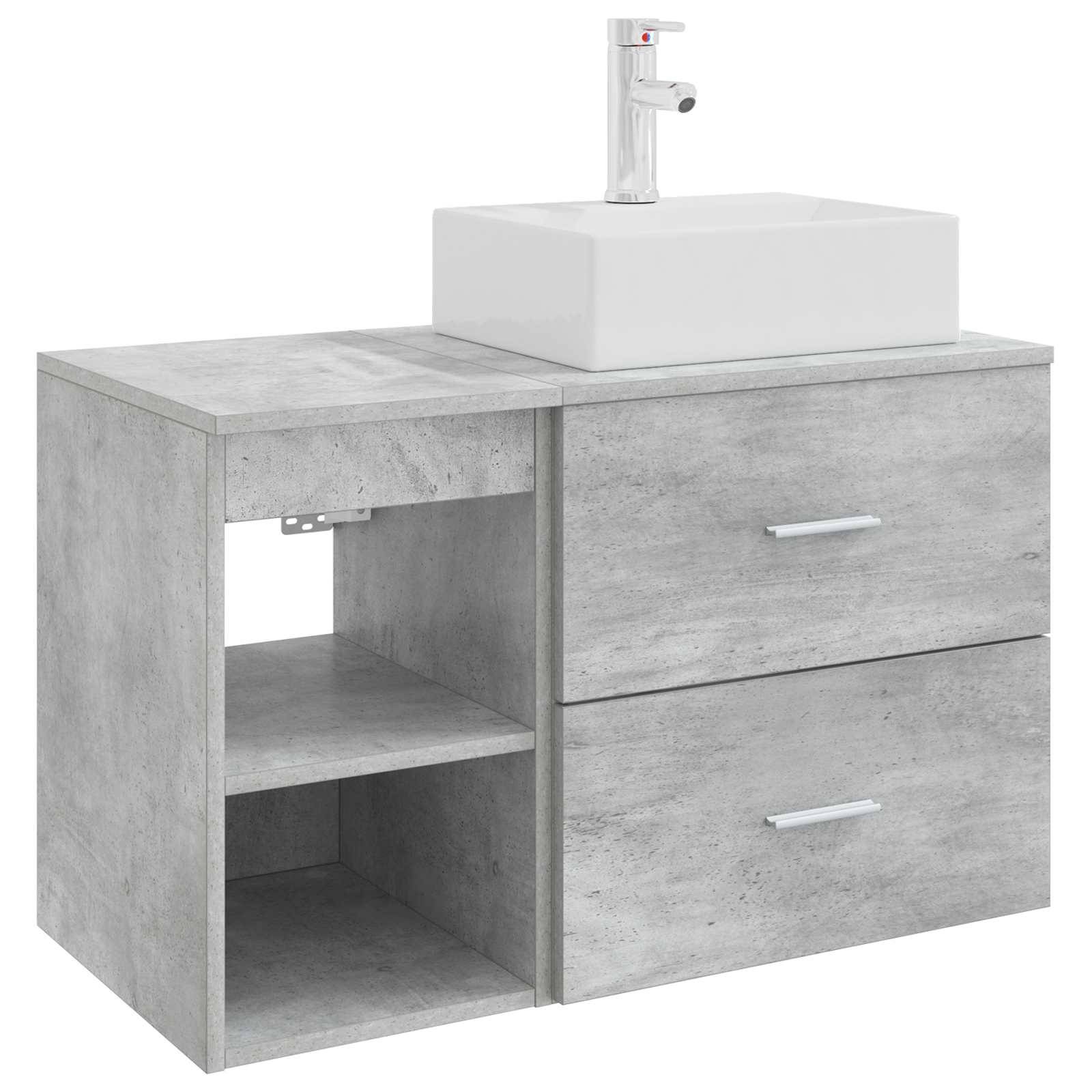 vidaXL Badezimmermöbel-Set 2 pcs Betongrau Holzwerkstoff