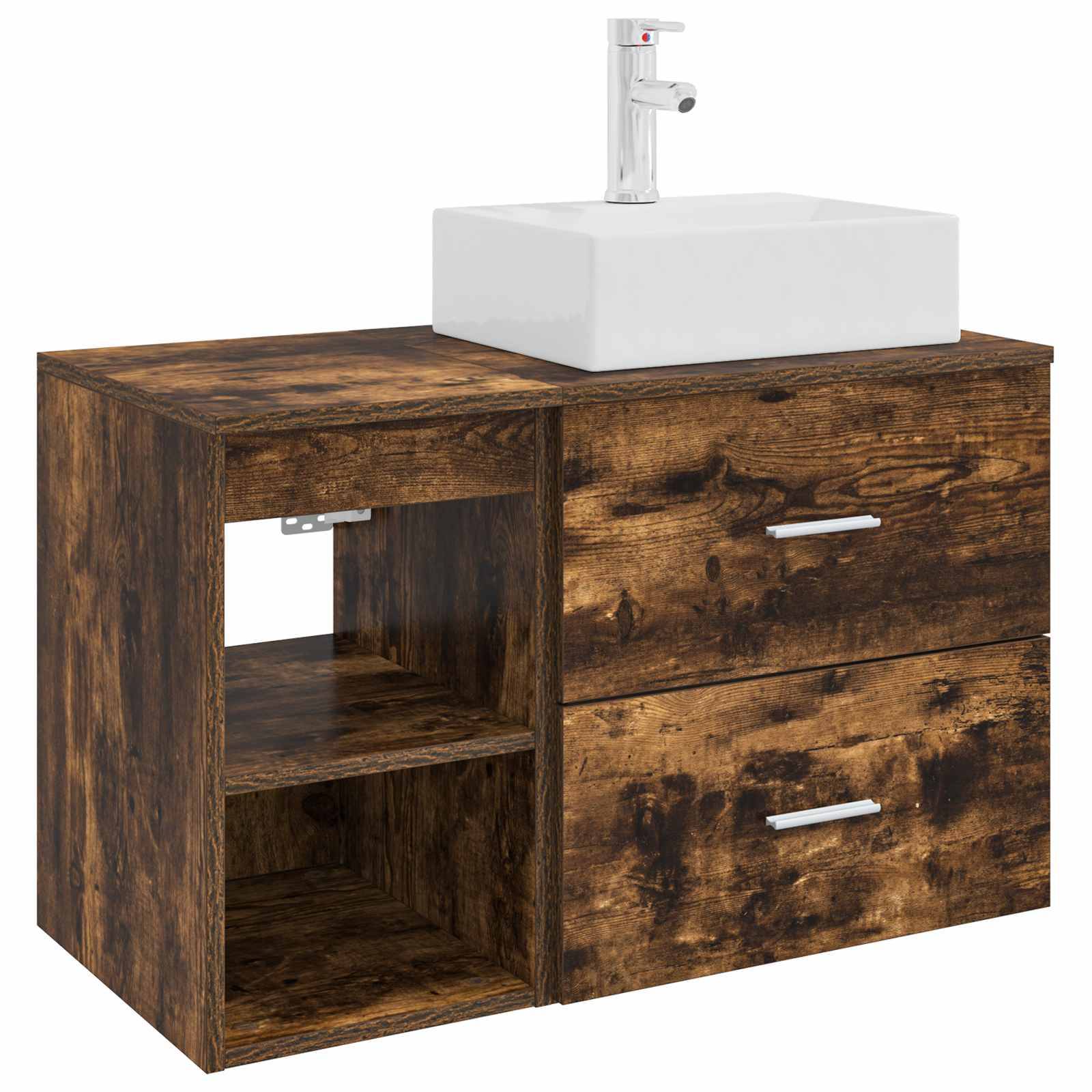 vidaXL Badezimmermöbel-Set 2 pcs Geräucherte Eiche Holzwerkstoff