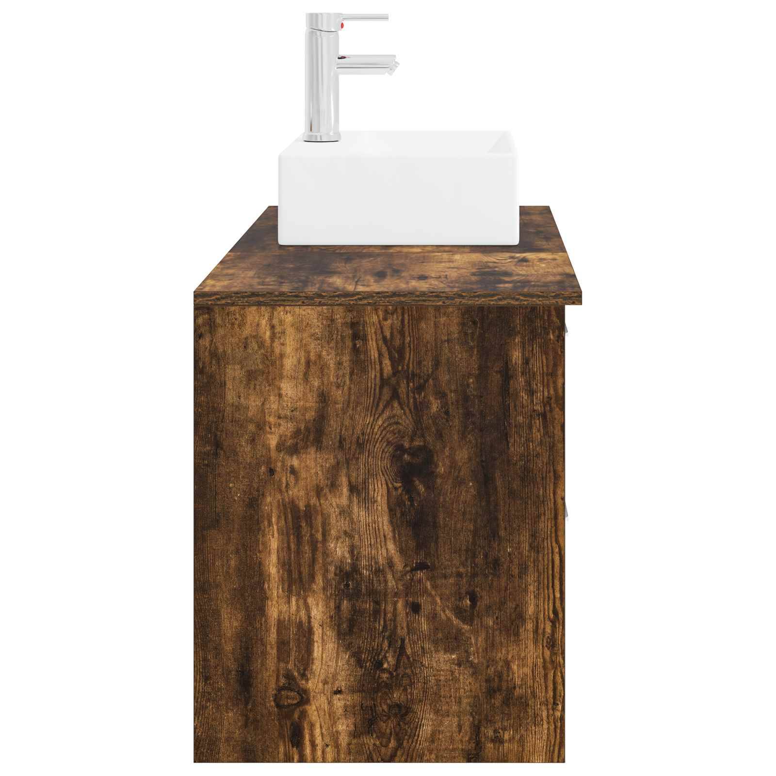 vidaXL Badezimmermöbel-Set 2 pcs Geräucherte Eiche Holzwerkstoff