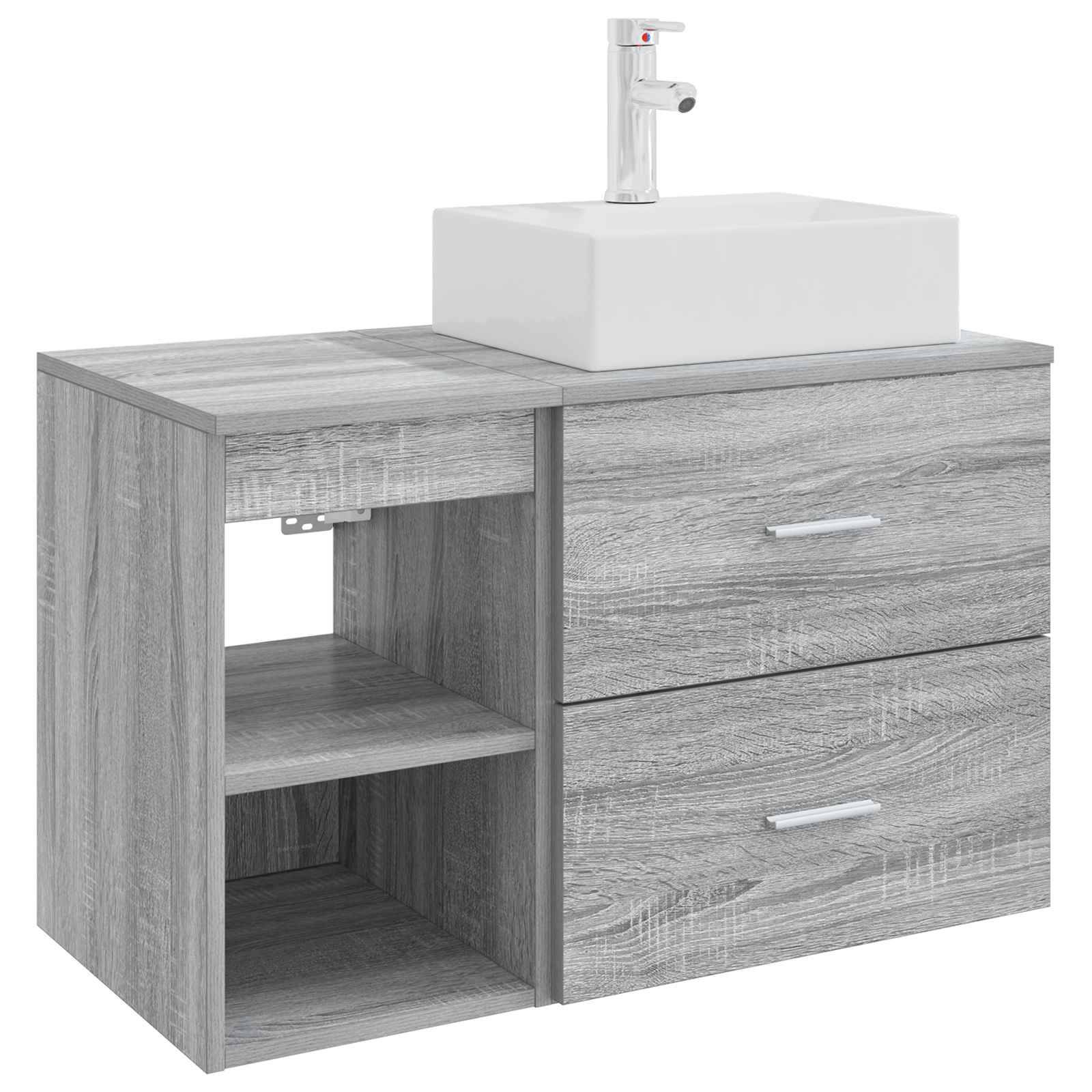 vidaXL Badezimmermöbel-Set 2 pcs Grau Sonoma Holzwerkstoff