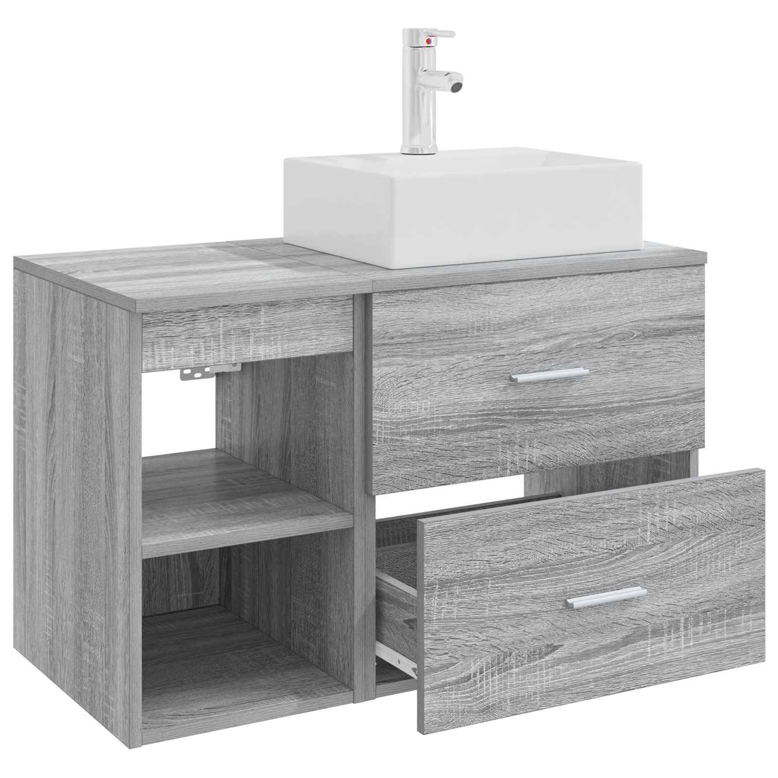 vidaXL Badezimmermöbel-Set 2 pcs Grau Sonoma Holzwerkstoff