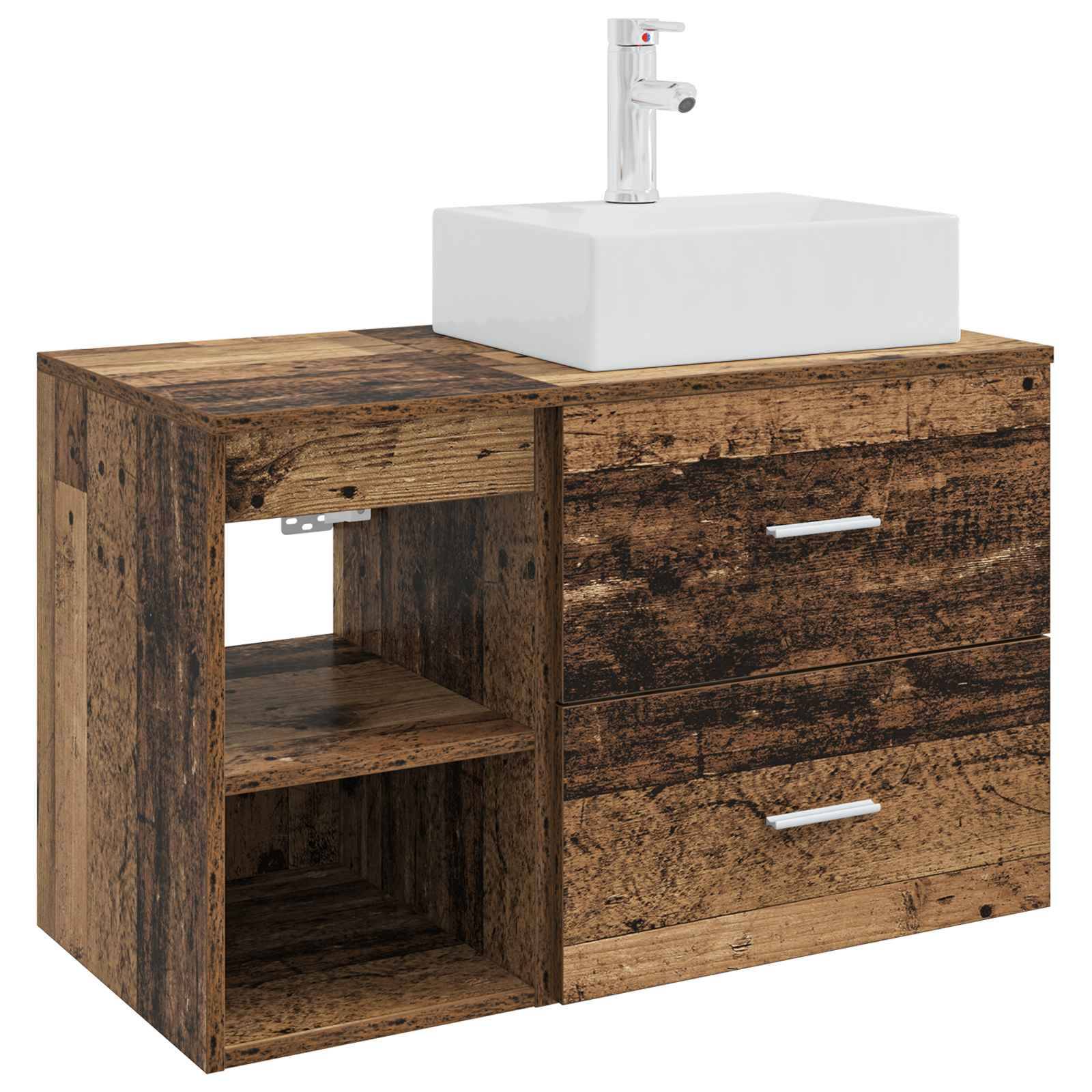 vidaXL Badezimmermöbel-Set 2 pcs Altholz Holzwerkstoff
