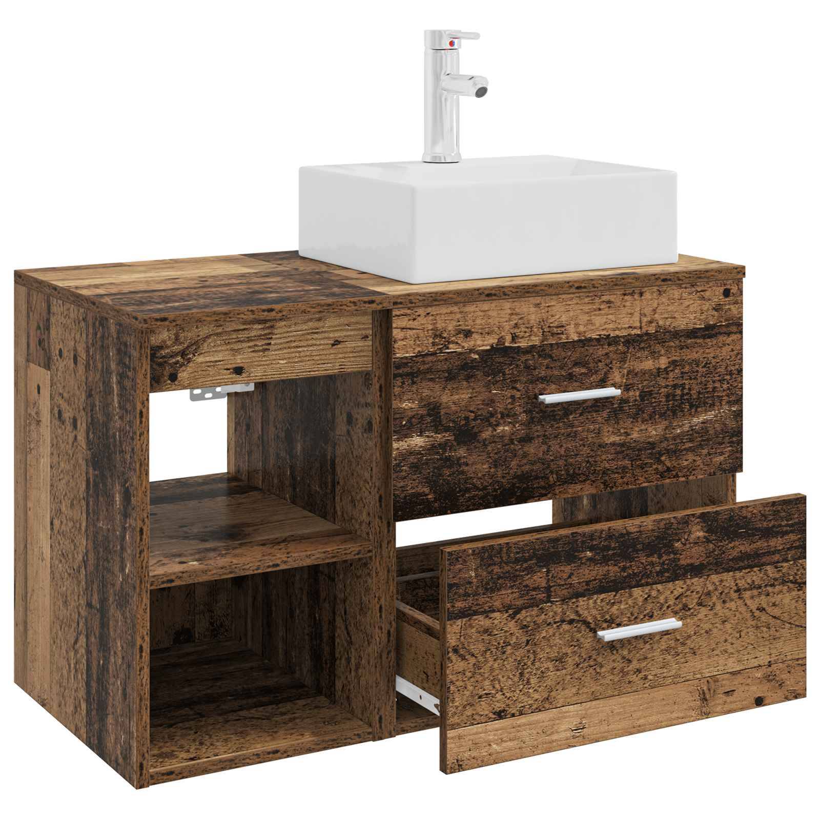 vidaXL Badezimmermöbel-Set 2 pcs Altholz Holzwerkstoff