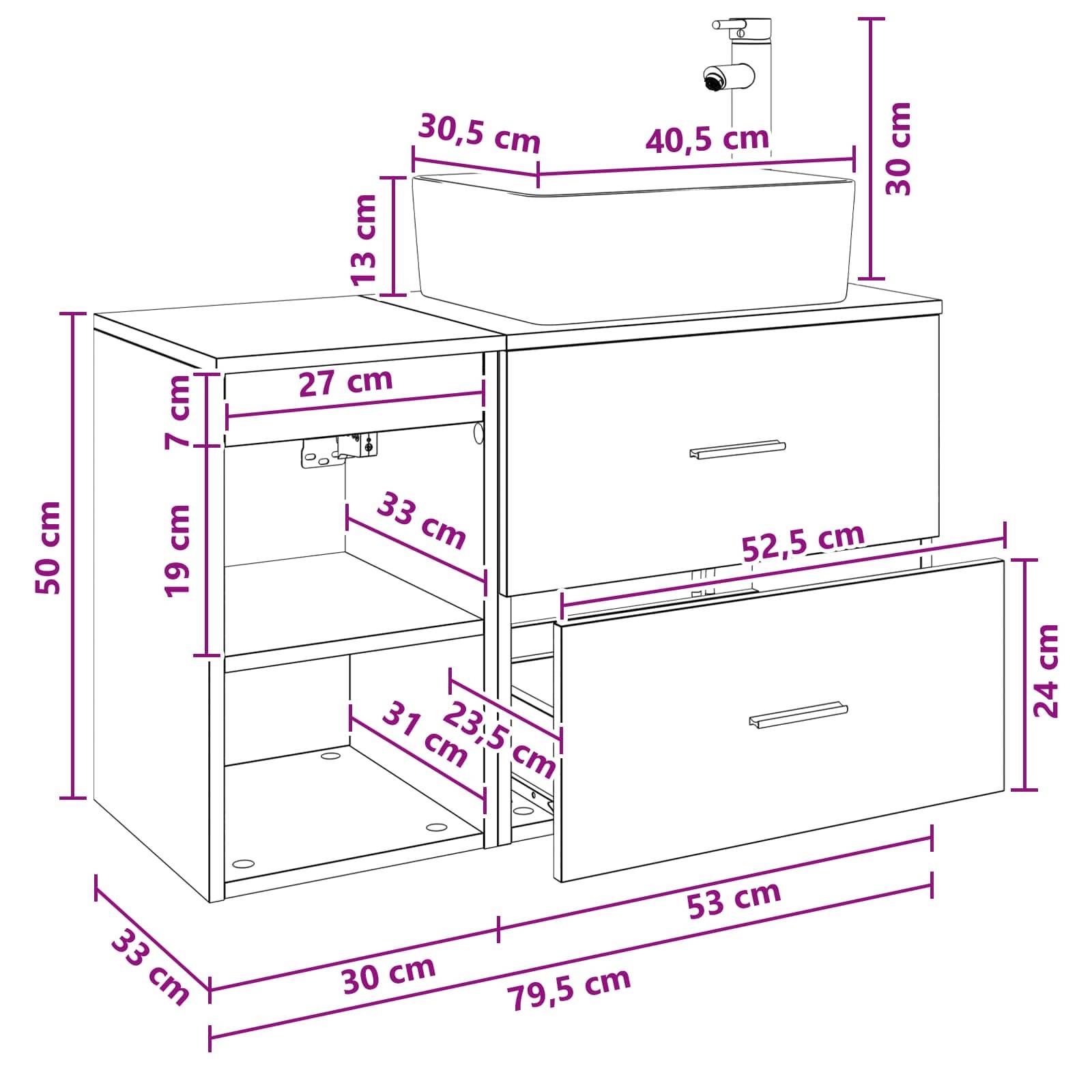 vidaXL Badezimmermöbel-Set 2 pcs Weiß Holzwerkstoff