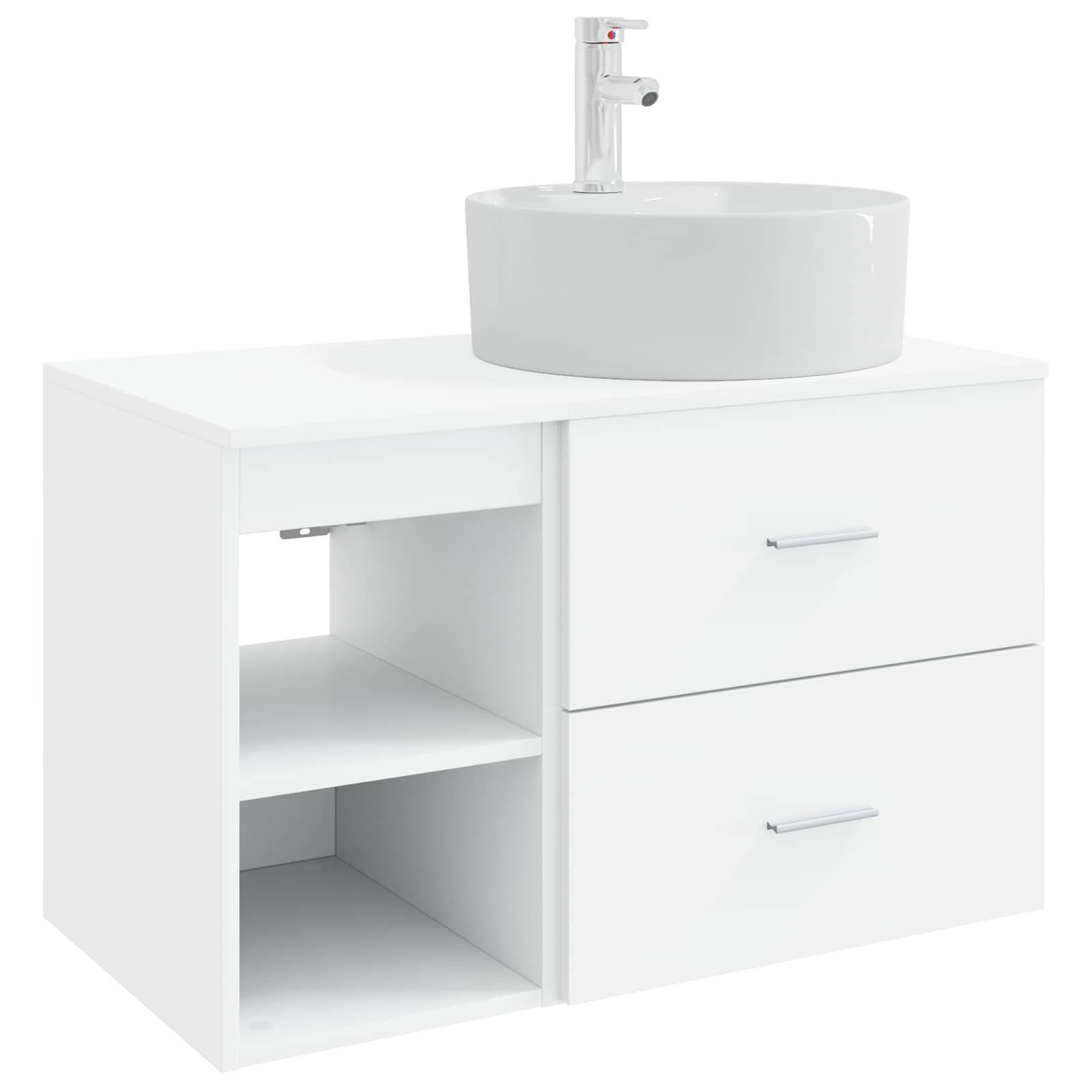vidaXL Badezimmermöbel-Set 2 pcs Weiß Holzwerkstoff