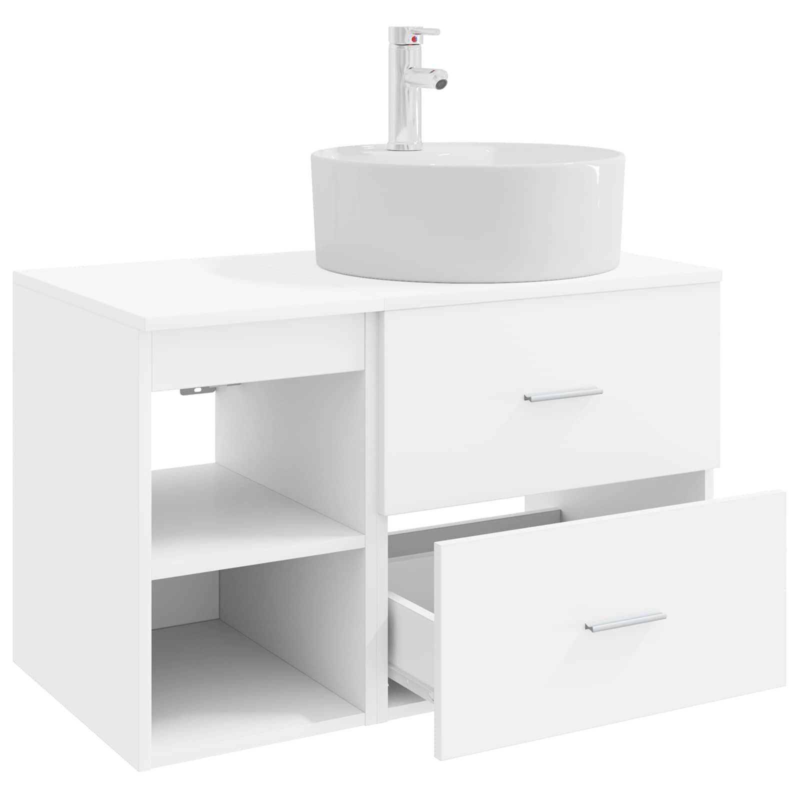vidaXL Badezimmermöbel-Set 2 pcs Weiß Holzwerkstoff