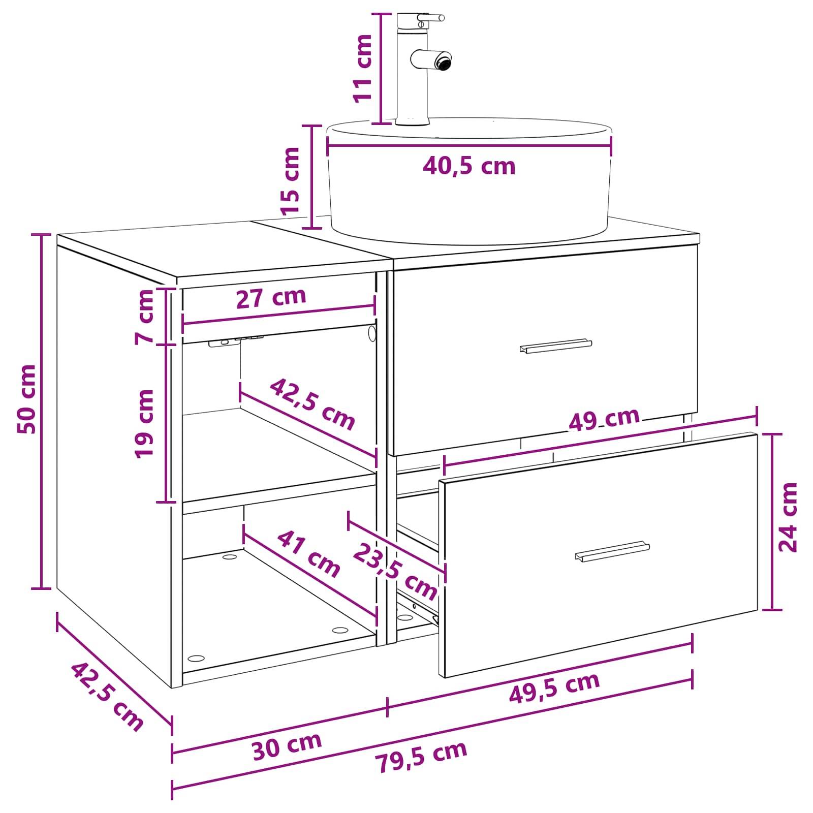 vidaXL Badezimmermöbel-Set 2 pcs Weiß Holzwerkstoff