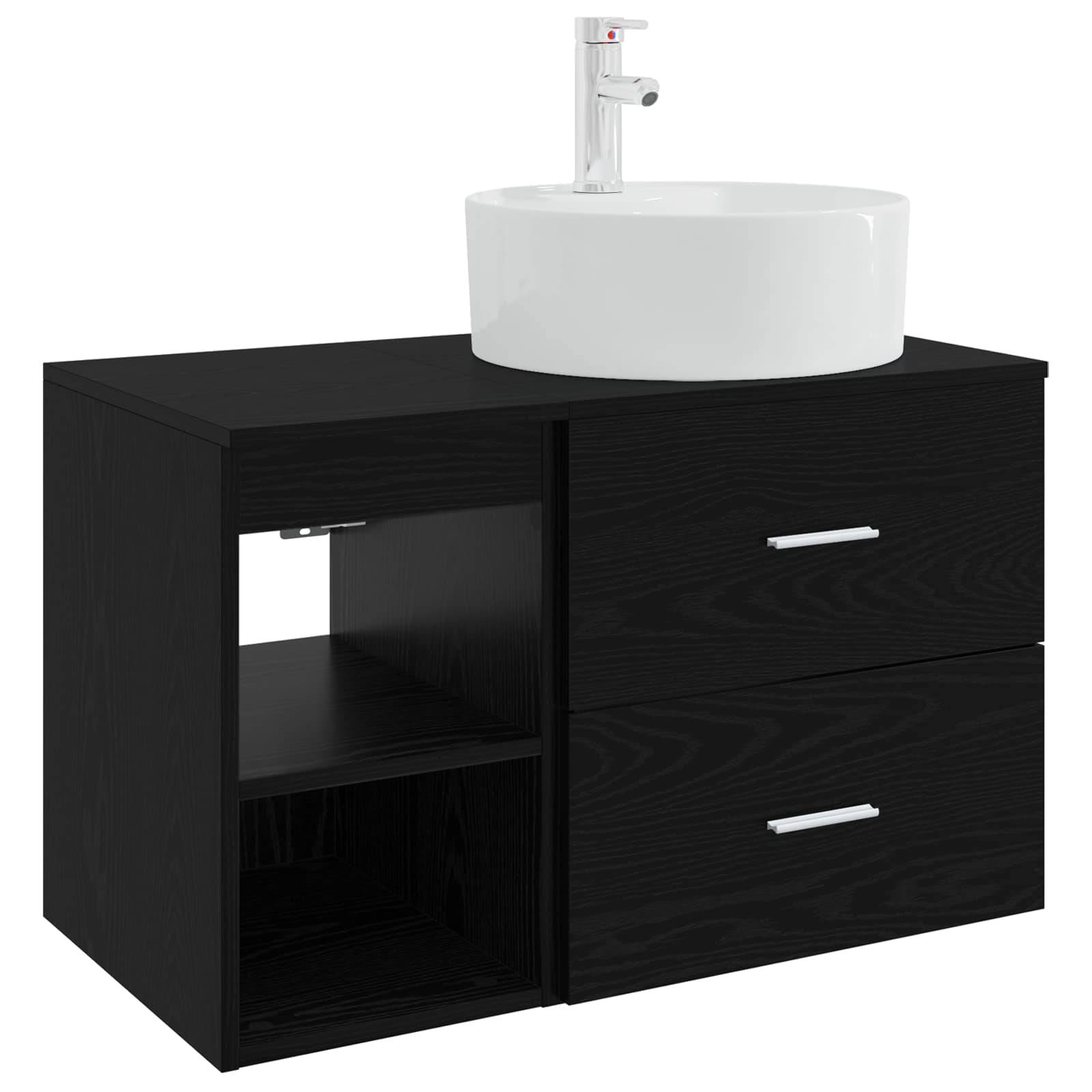 vidaXL Badezimmermöbel-Set 2 pcs Schwarze Eiche Holzwerkstoff