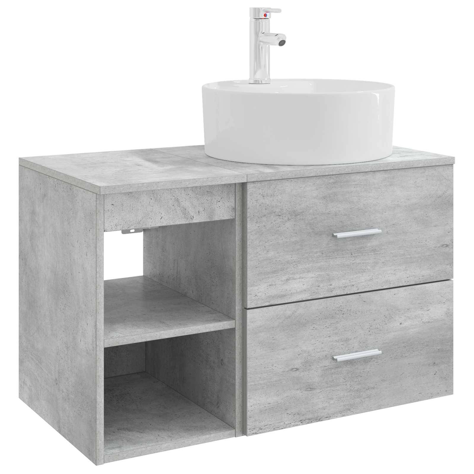 vidaXL Badezimmermöbel-Set 2 pcs Betongrau Holzwerkstoff