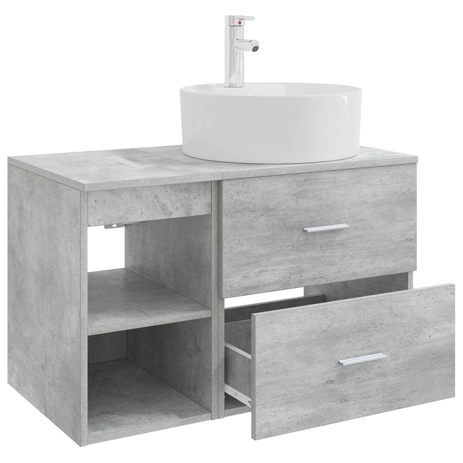 vidaXL Badezimmermöbel-Set 2 pcs Betongrau Holzwerkstoff