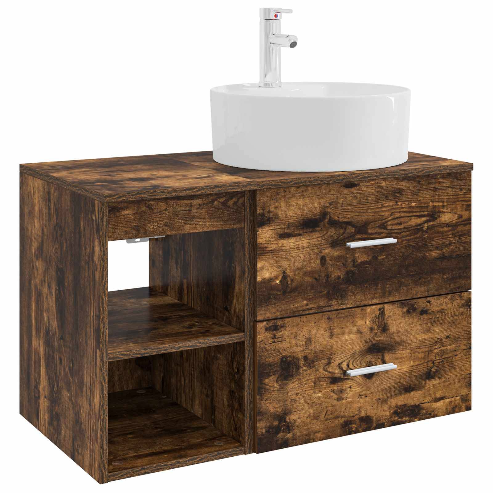vidaXL Badezimmermöbel-Set 2 pcs Geräucherte Eiche Holzwerkstoff