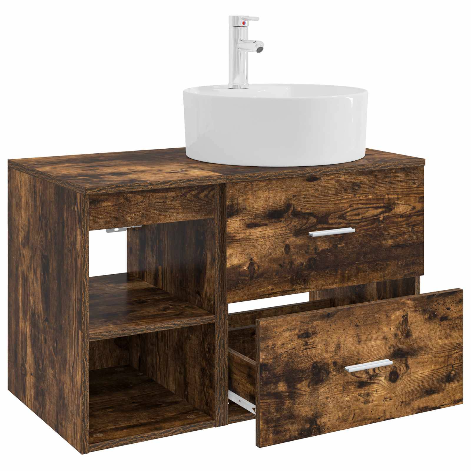 vidaXL Badezimmermöbel-Set 2 pcs Geräucherte Eiche Holzwerkstoff