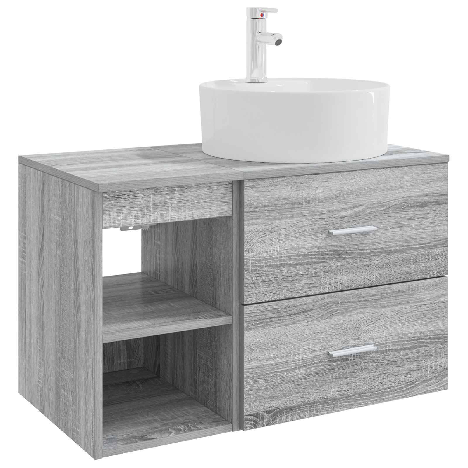 vidaXL Badezimmermöbel-Set 2 pcs Grau Sonoma Holzwerkstoff
