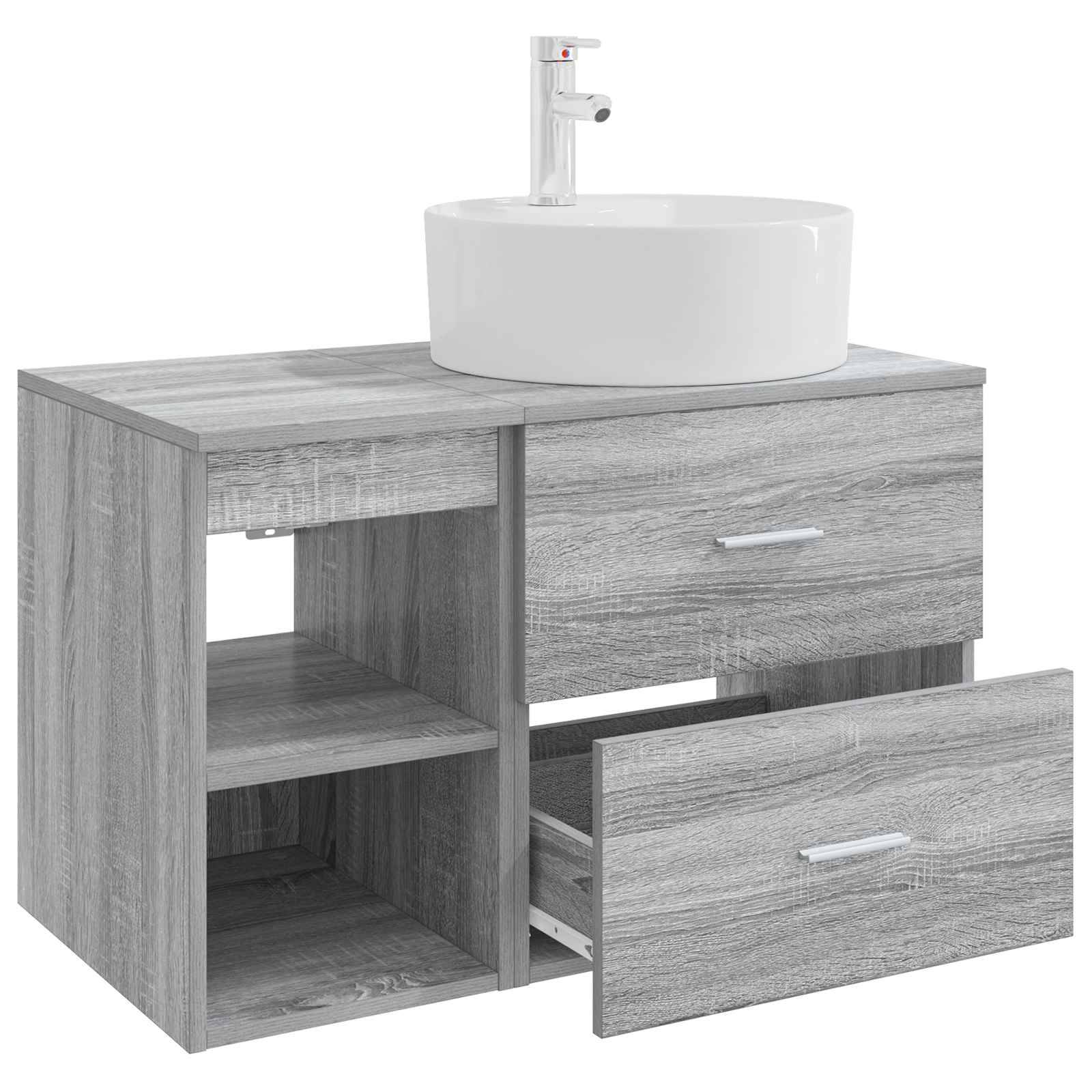 vidaXL Badezimmermöbel-Set 2 pcs Grau Sonoma Holzwerkstoff
