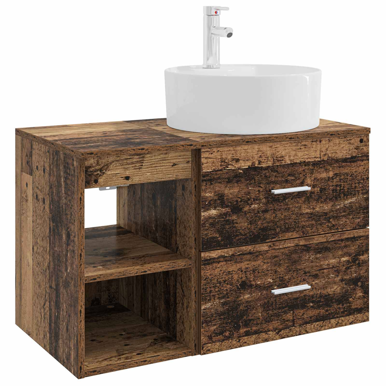 vidaXL Badezimmermöbel-Set 2 pcs Altholz Holzwerkstoff