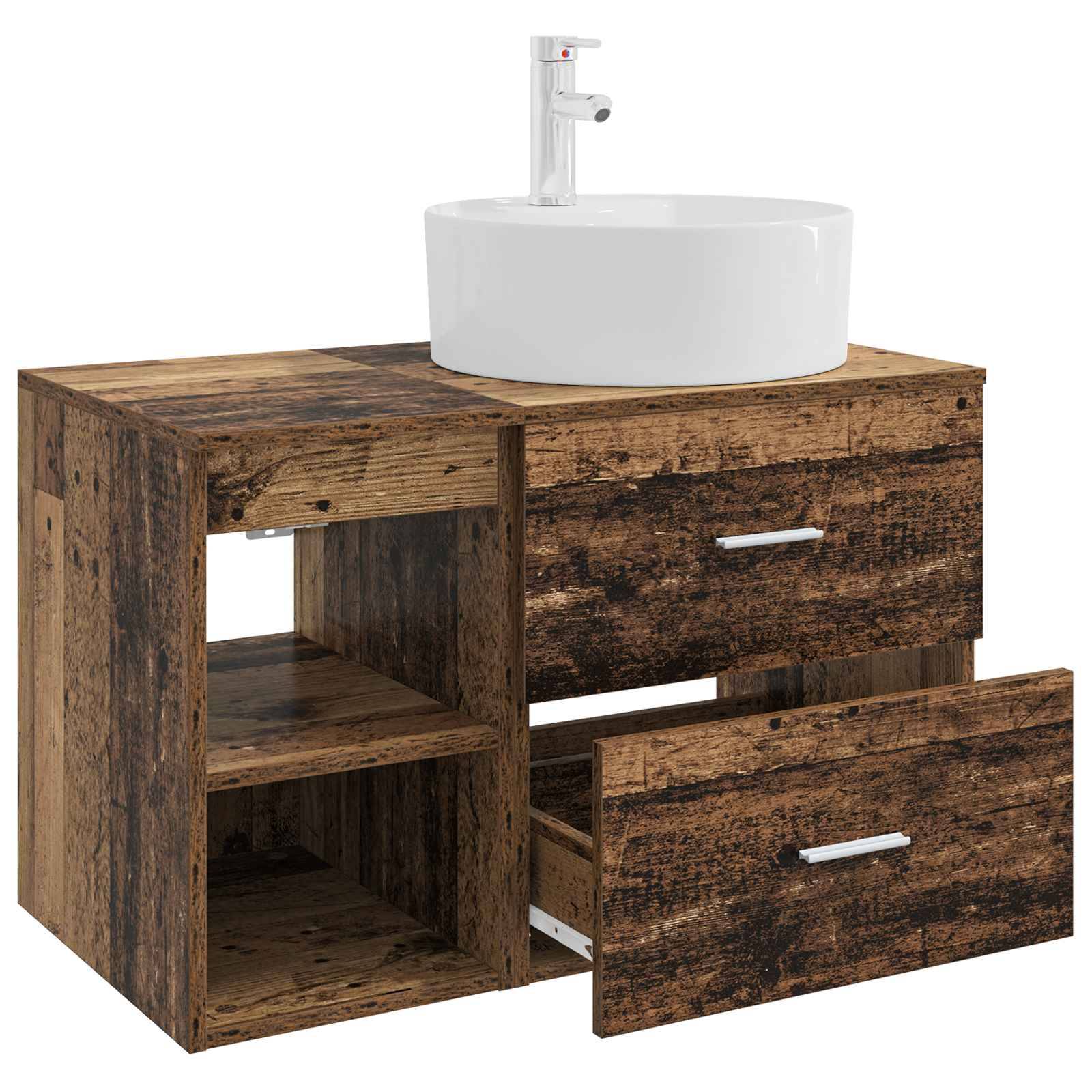 vidaXL Badezimmermöbel-Set 2 pcs Altholz Holzwerkstoff
