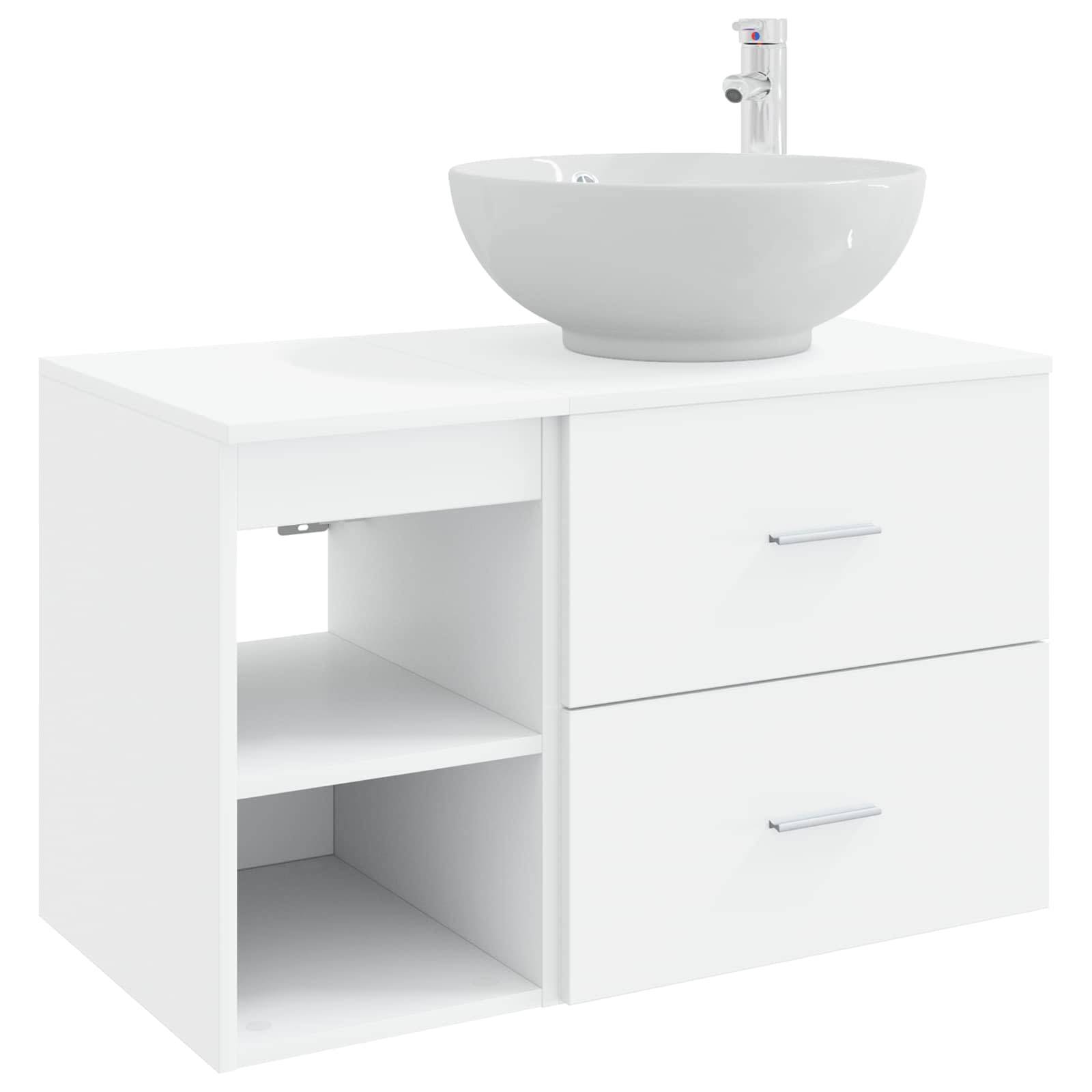 vidaXL Badezimmermöbel-Set 2 pcs Weiß Holzwerkstoff