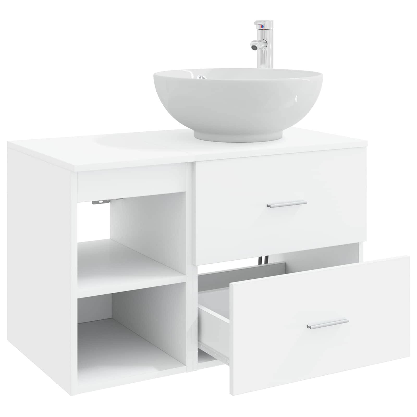 vidaXL Badezimmermöbel-Set 2 pcs Weiß Holzwerkstoff
