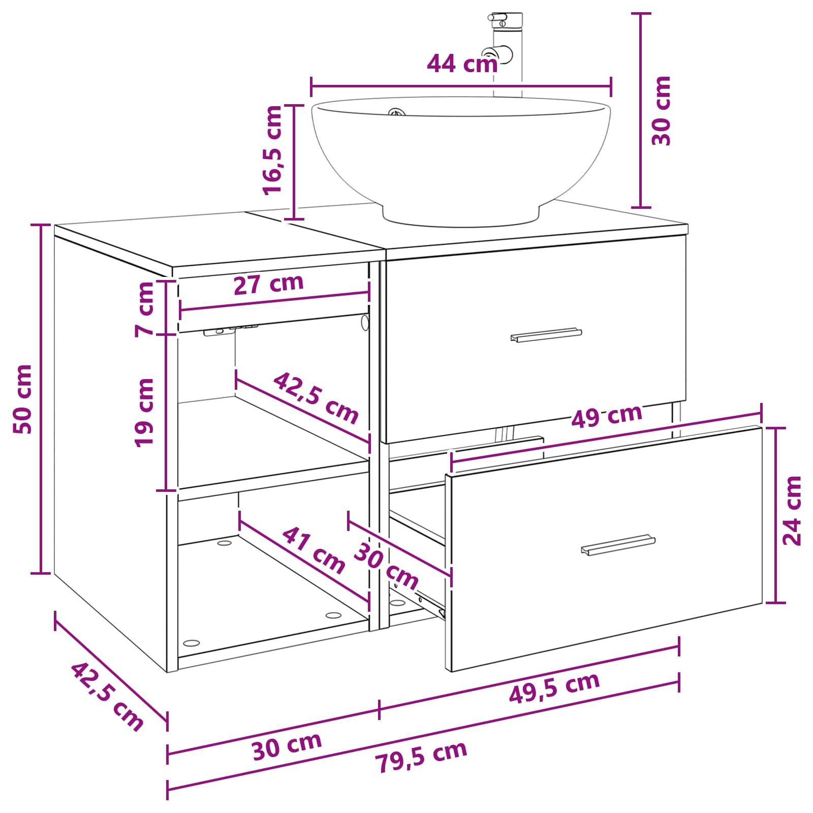 vidaXL Badezimmermöbel-Set 2 pcs Weiß Holzwerkstoff