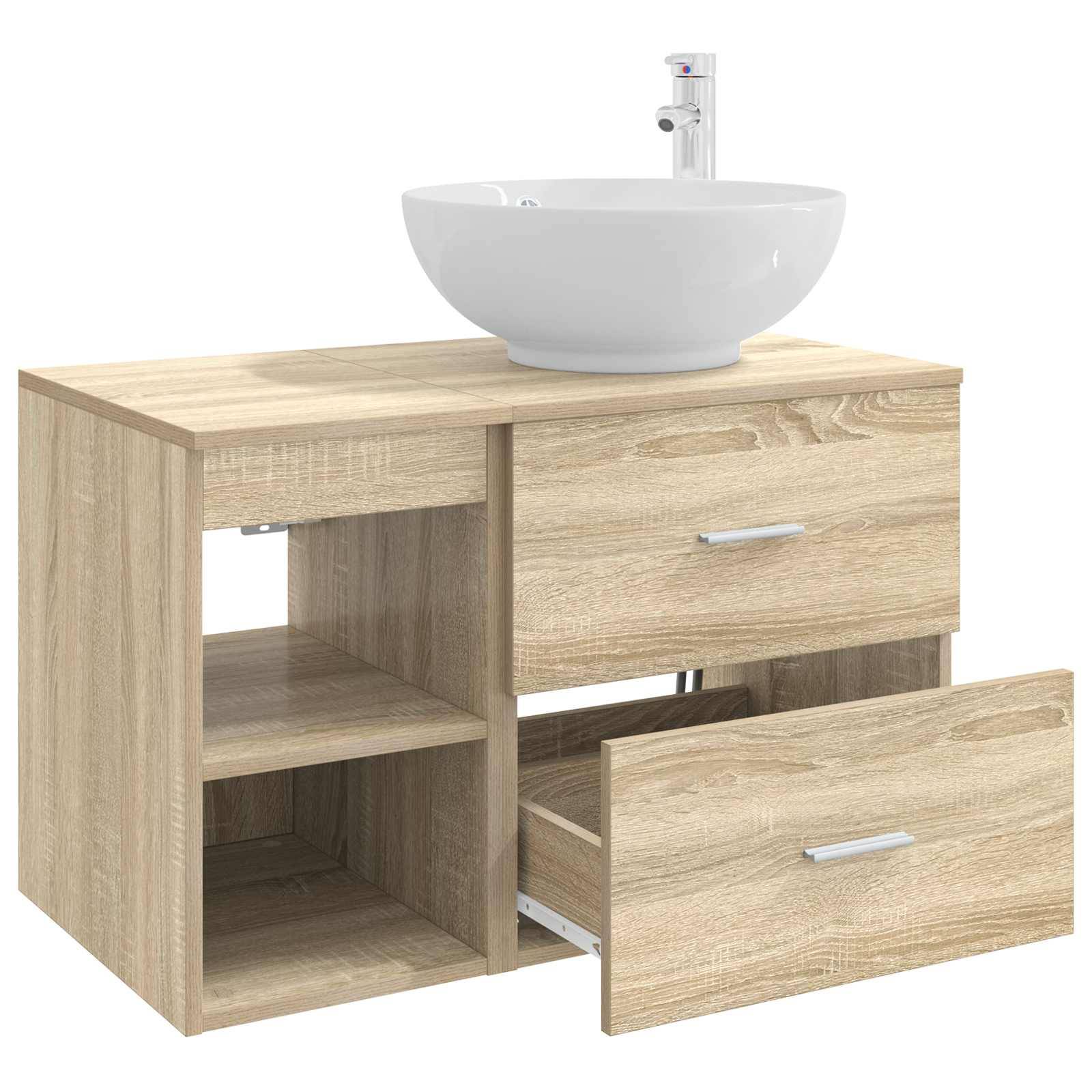 vidaXL Badezimmermöbel-Set 2 pcs Sonoma-Eiche Holzwerkstoff