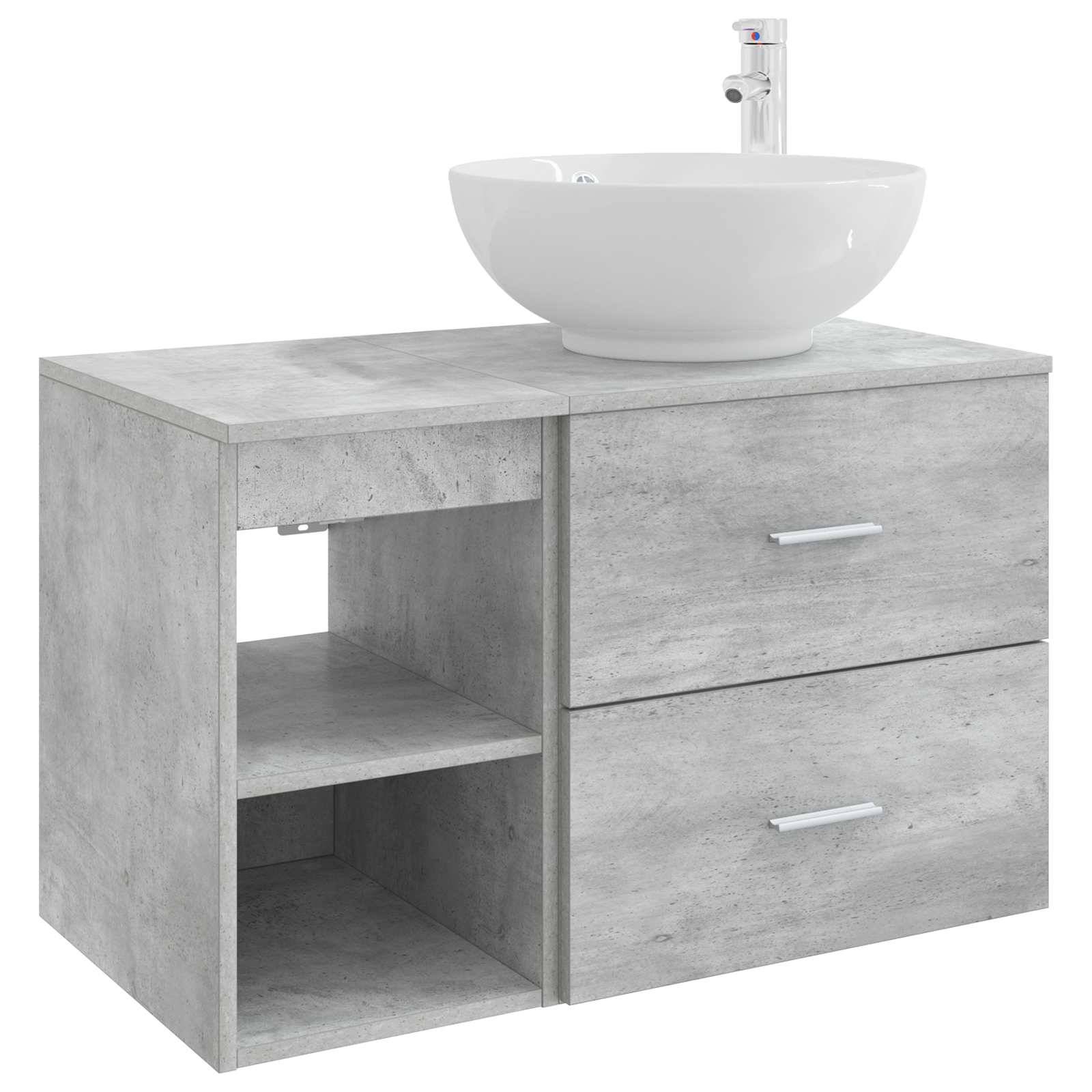 vidaXL Badezimmermöbel-Set 2 pcs Betongrau Holzwerkstoff