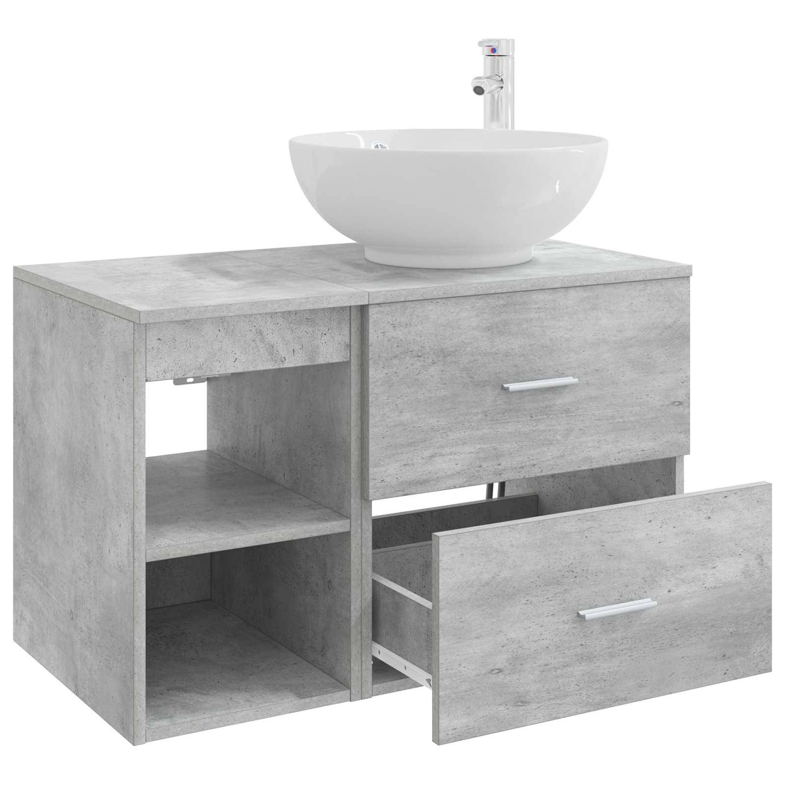 vidaXL Badezimmermöbel-Set 2 pcs Betongrau Holzwerkstoff