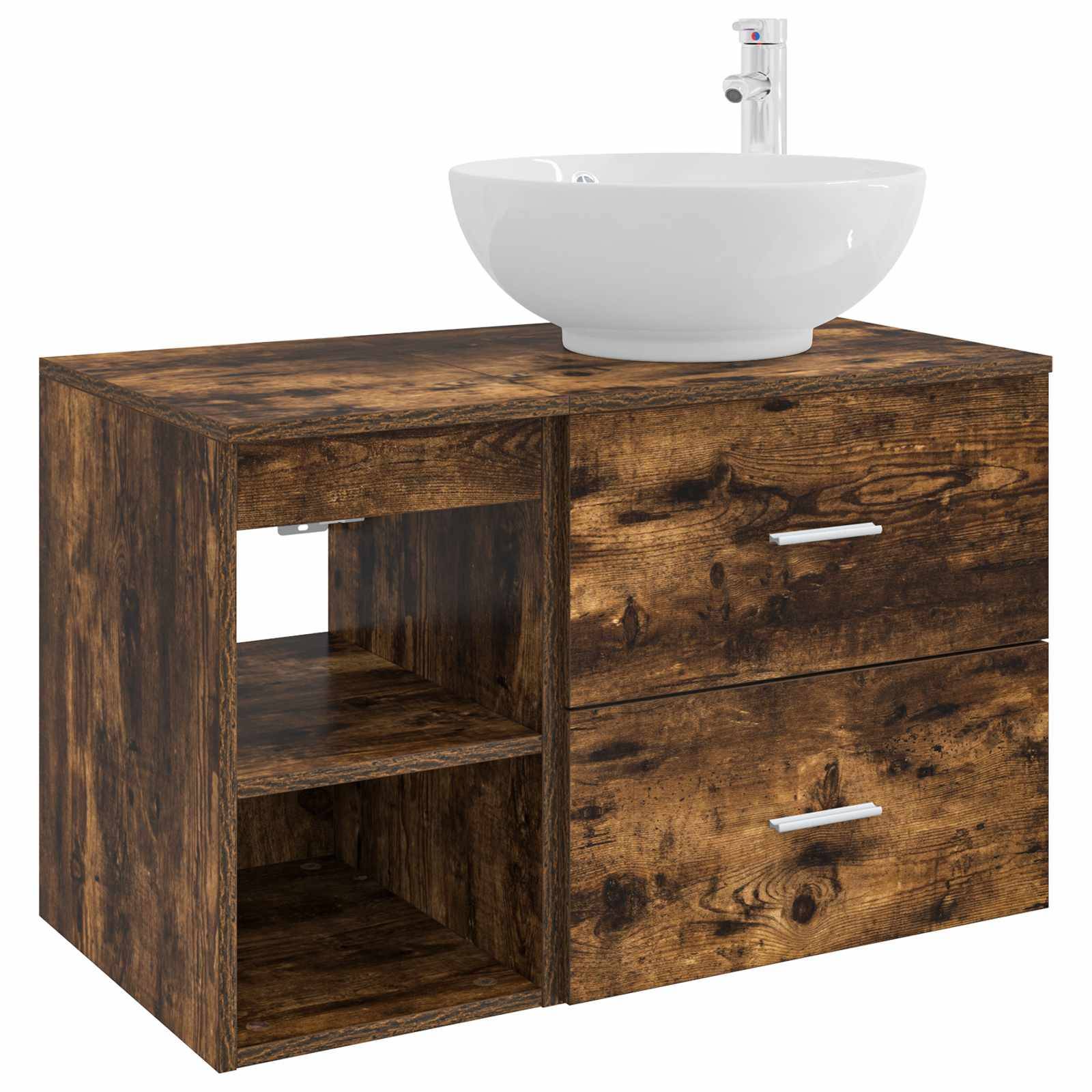 vidaXL Badezimmermöbel-Set 2 pcs Geräucherte Eiche Holzwerkstoff