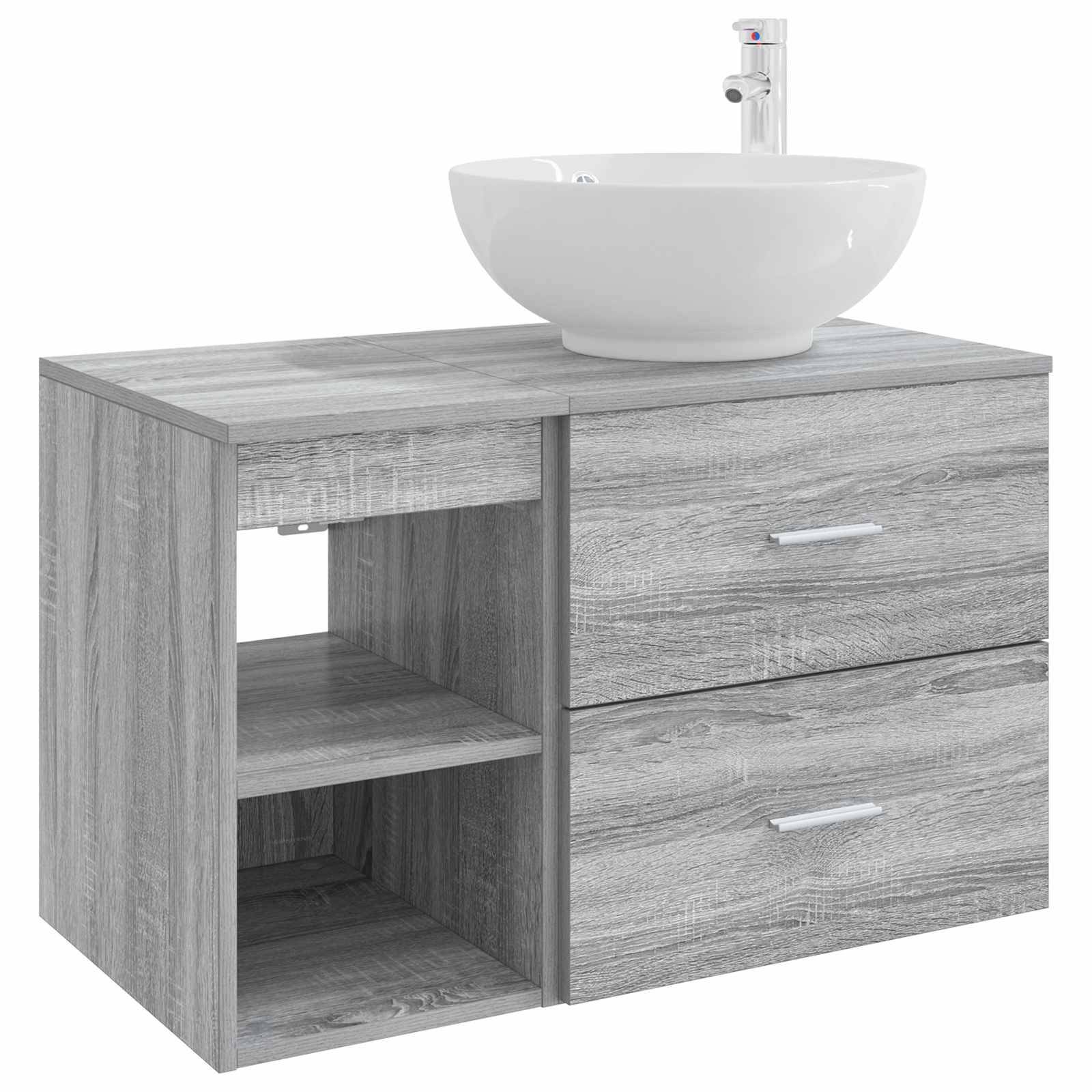 vidaXL Badezimmermöbel-Set 2 pcs Grau Sonoma Holzwerkstoff
