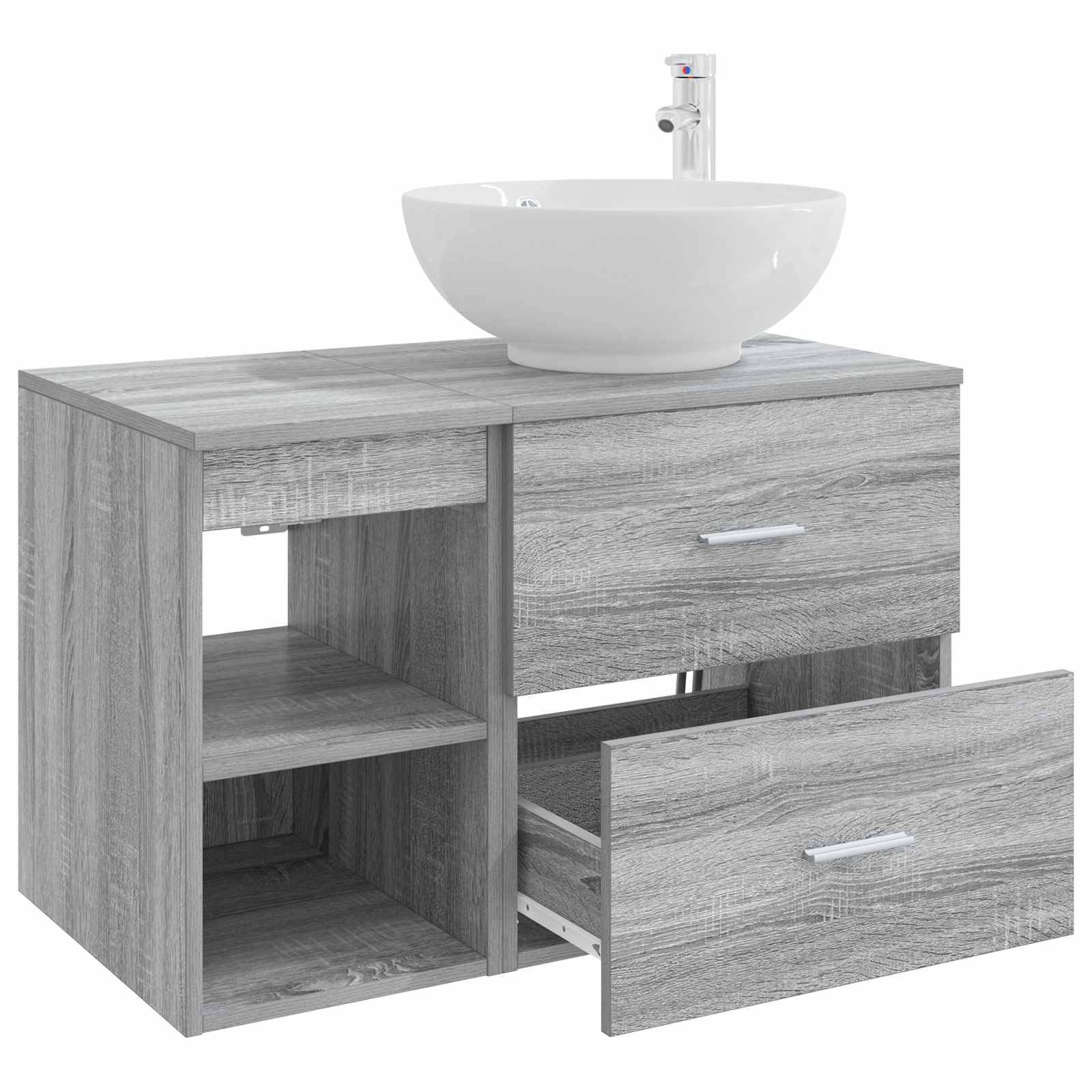 vidaXL Badezimmermöbel-Set 2 pcs Grau Sonoma Holzwerkstoff