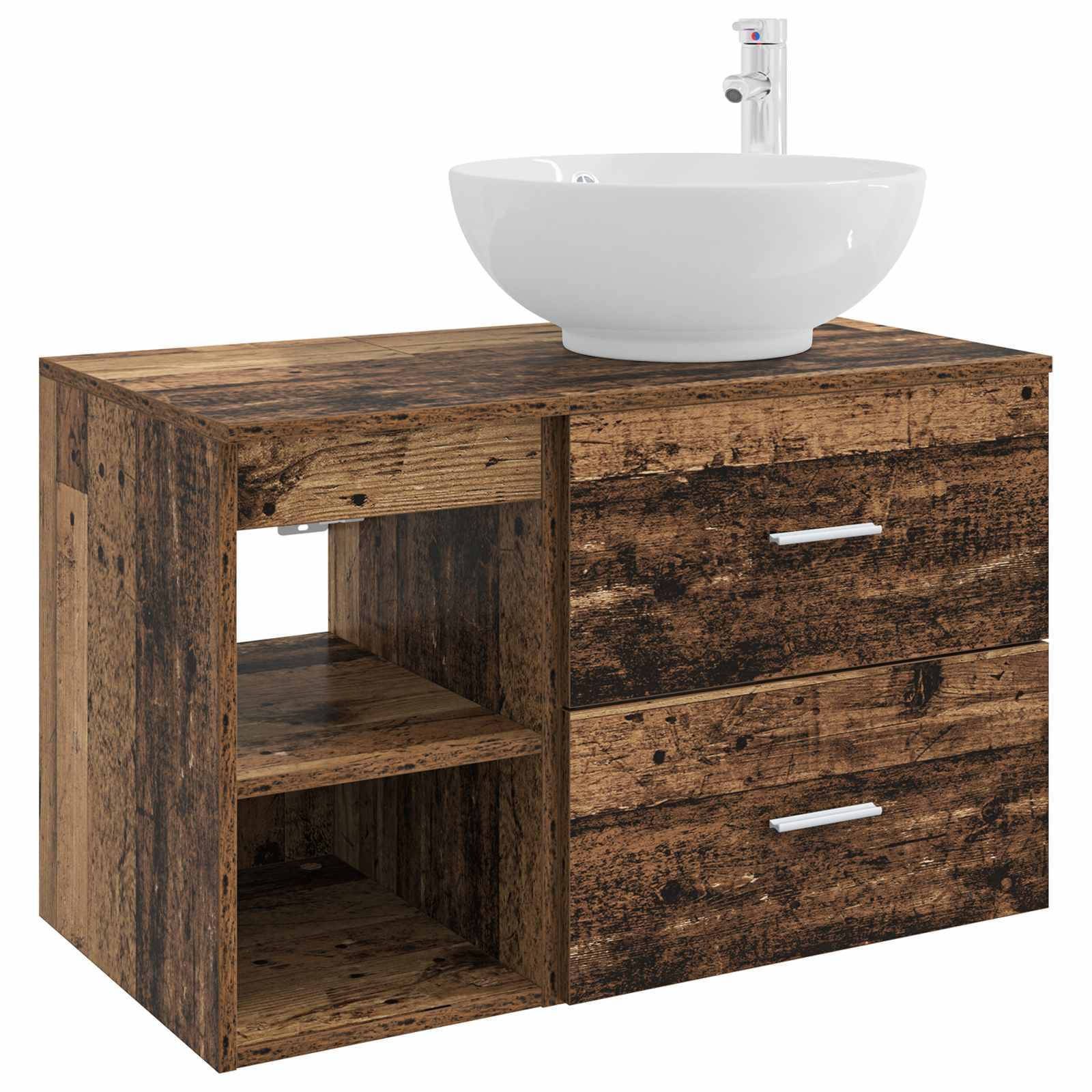 vidaXL Badezimmermöbel-Set 2 pcs Altholz Holzwerkstoff