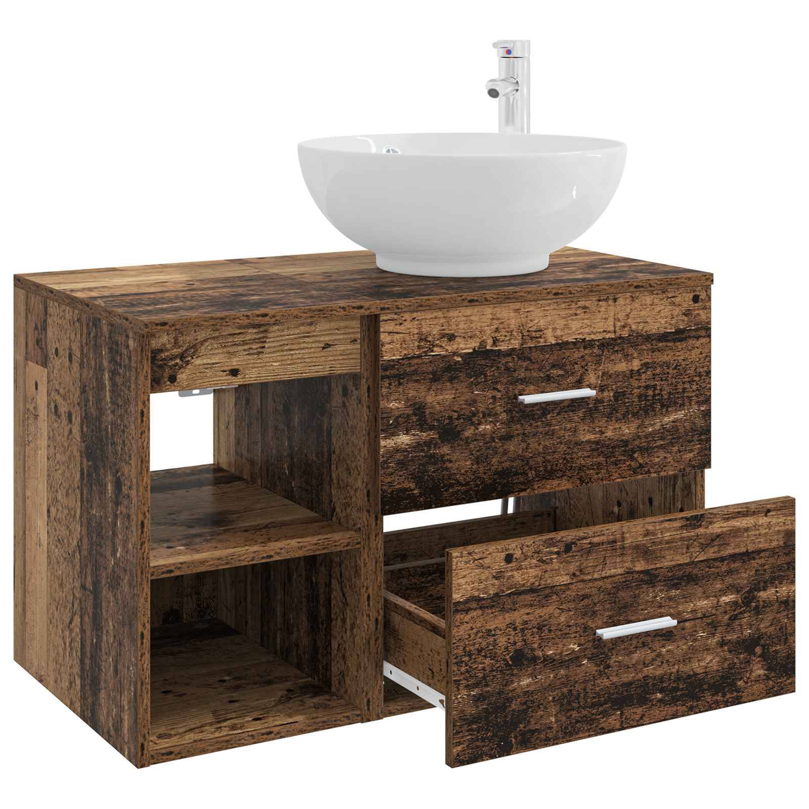 vidaXL Badezimmermöbel-Set 2 pcs Altholz Holzwerkstoff