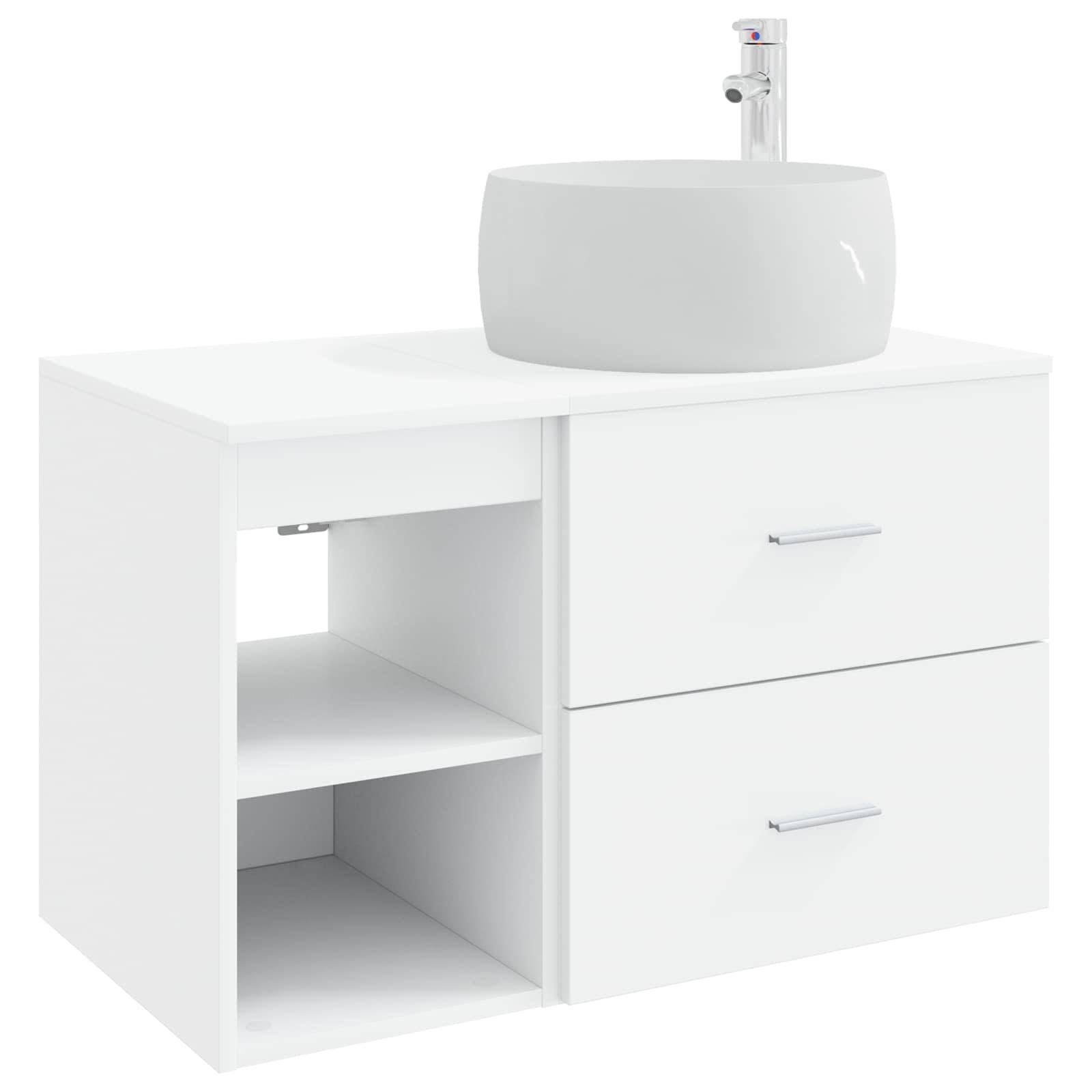 vidaXL Badezimmermöbel-Set 2 pcs Weiß Holzwerkstoff
