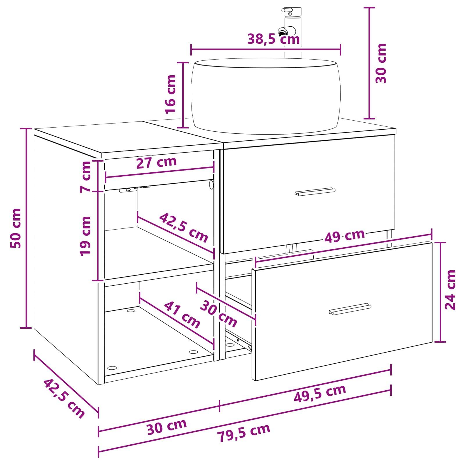 vidaXL Badezimmermöbel-Set 2 pcs Weiß Holzwerkstoff