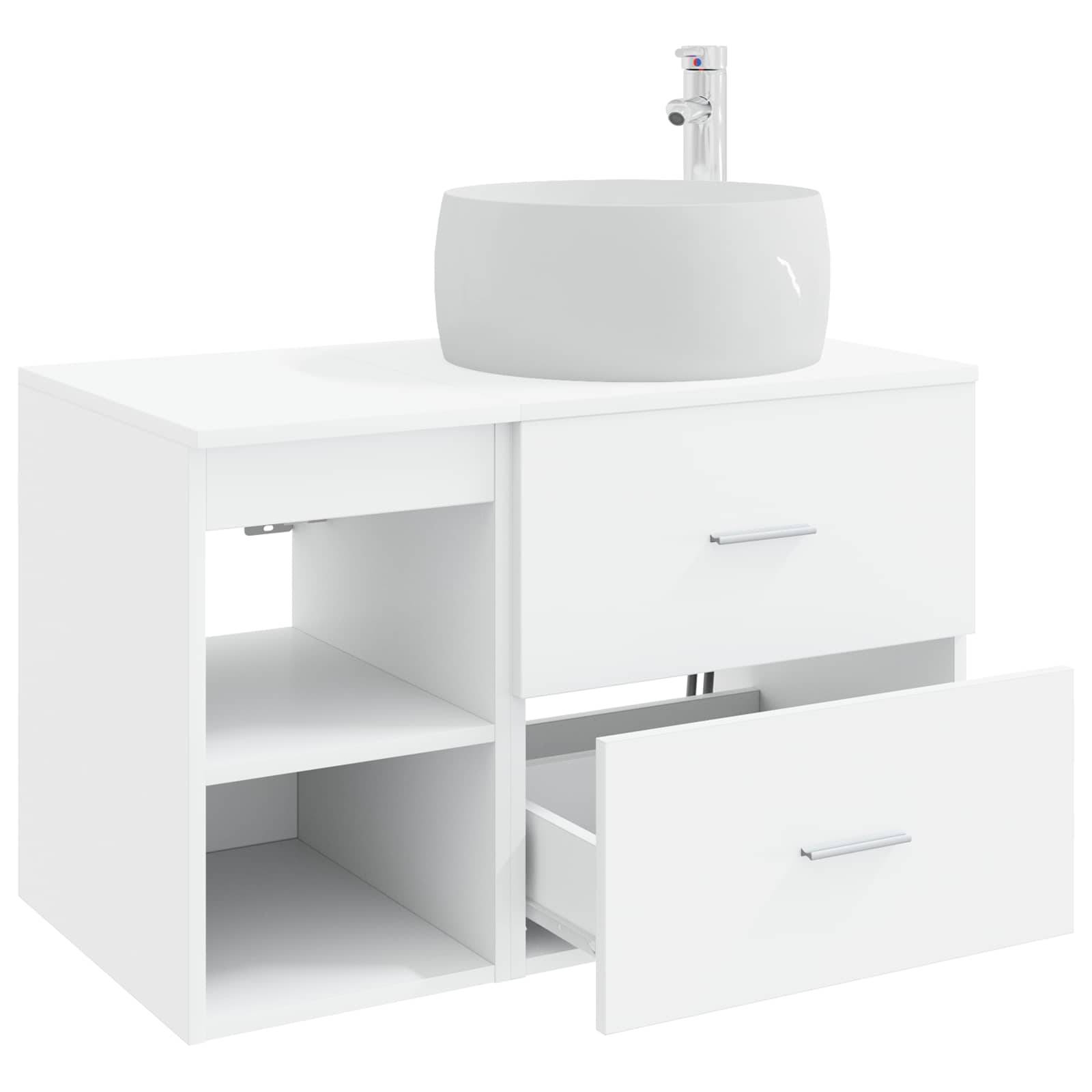 vidaXL Badezimmermöbel-Set 2 pcs Weiß Holzwerkstoff