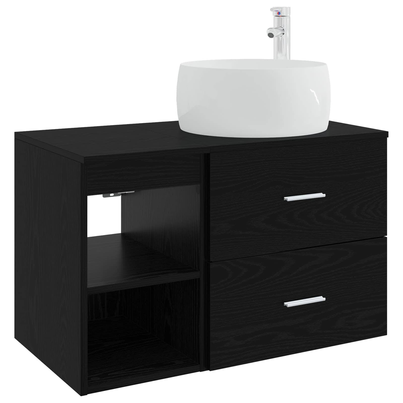 vidaXL Badezimmermöbel-Set 2 pcs Schwarze Eiche Holzwerkstoff