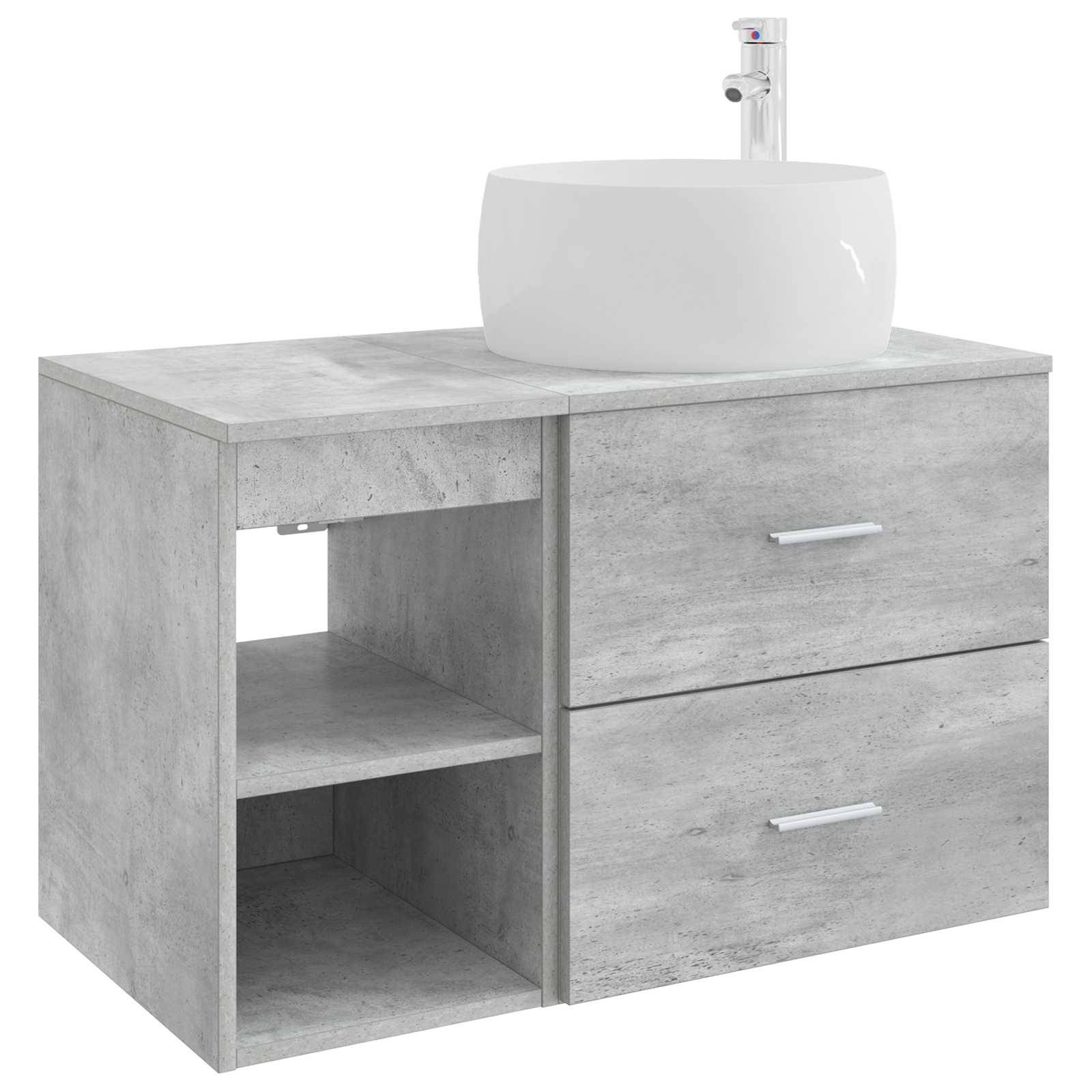 vidaXL Badezimmermöbel-Set 2 pcs Betongrau Holzwerkstoff
