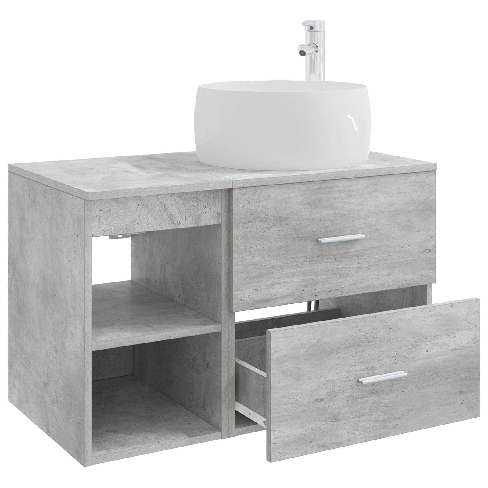 vidaXL Badezimmermöbel-Set 2 pcs Betongrau Holzwerkstoff