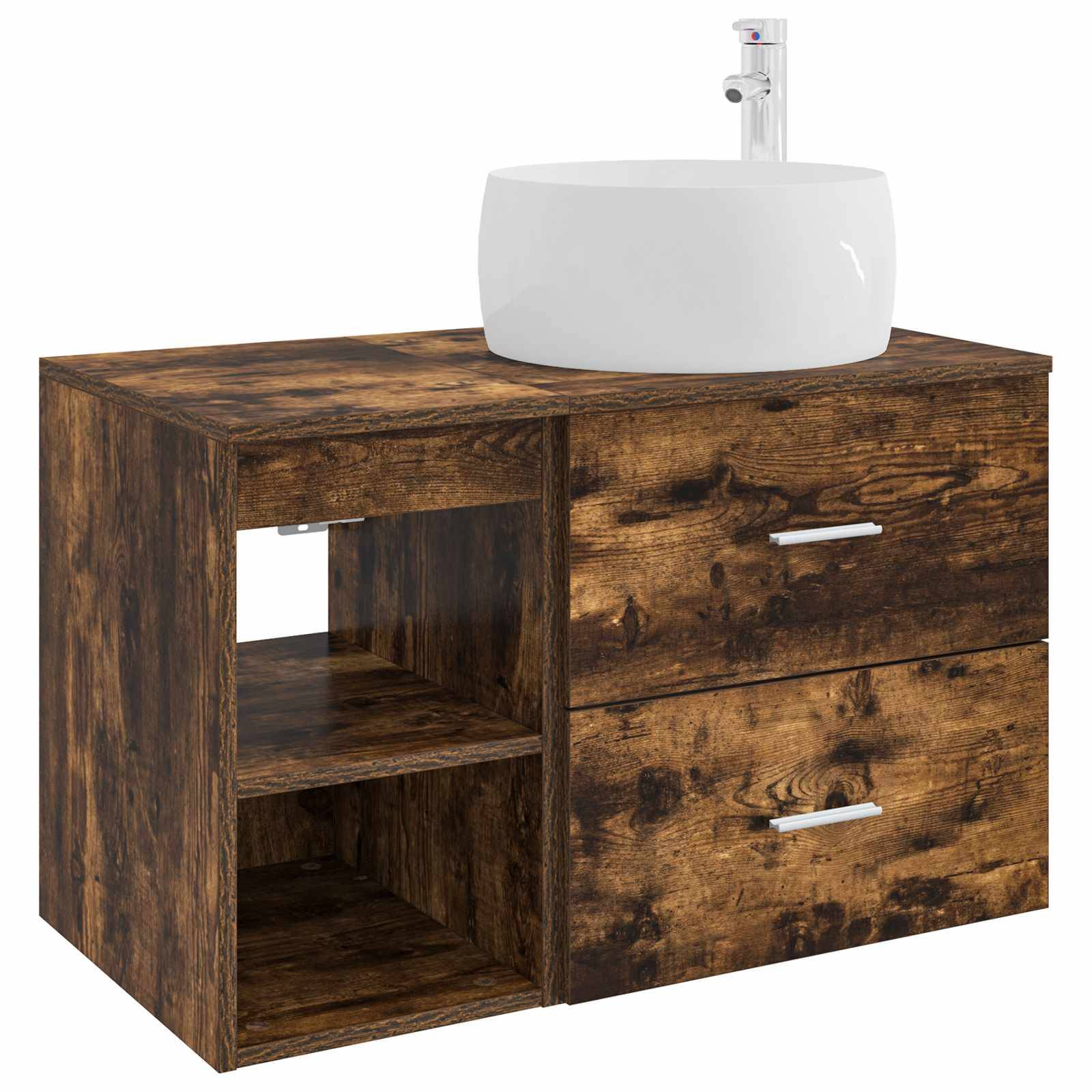 vidaXL Badezimmermöbel-Set 2 pcs Geräucherte Eiche Holzwerkstoff