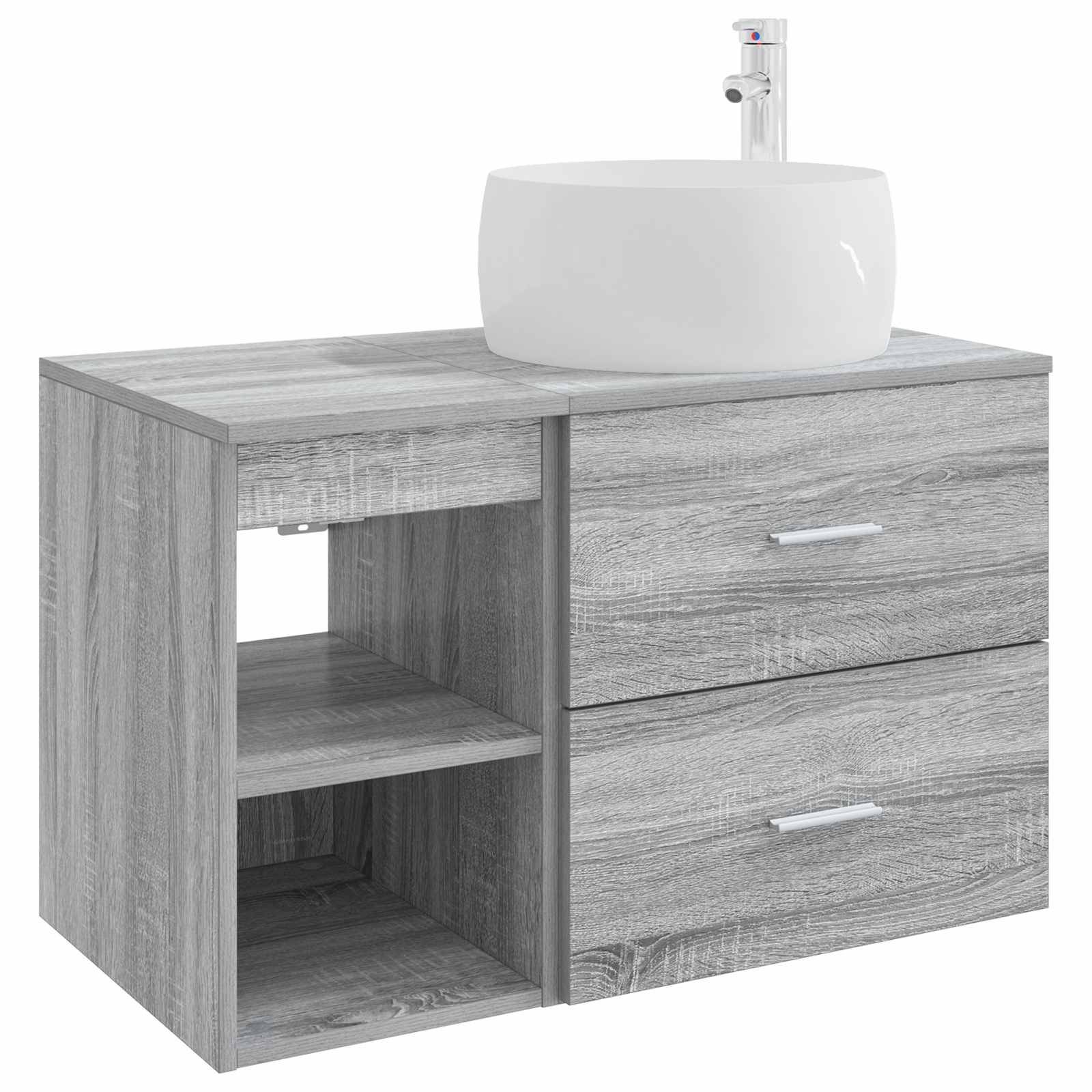 vidaXL Badezimmermöbel-Set 2 pcs Grau Sonoma Holzwerkstoff