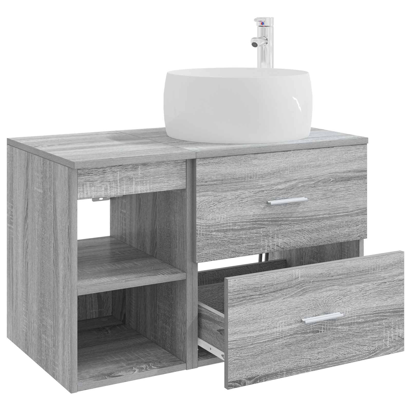 vidaXL Badezimmermöbel-Set 2 pcs Grau Sonoma Holzwerkstoff