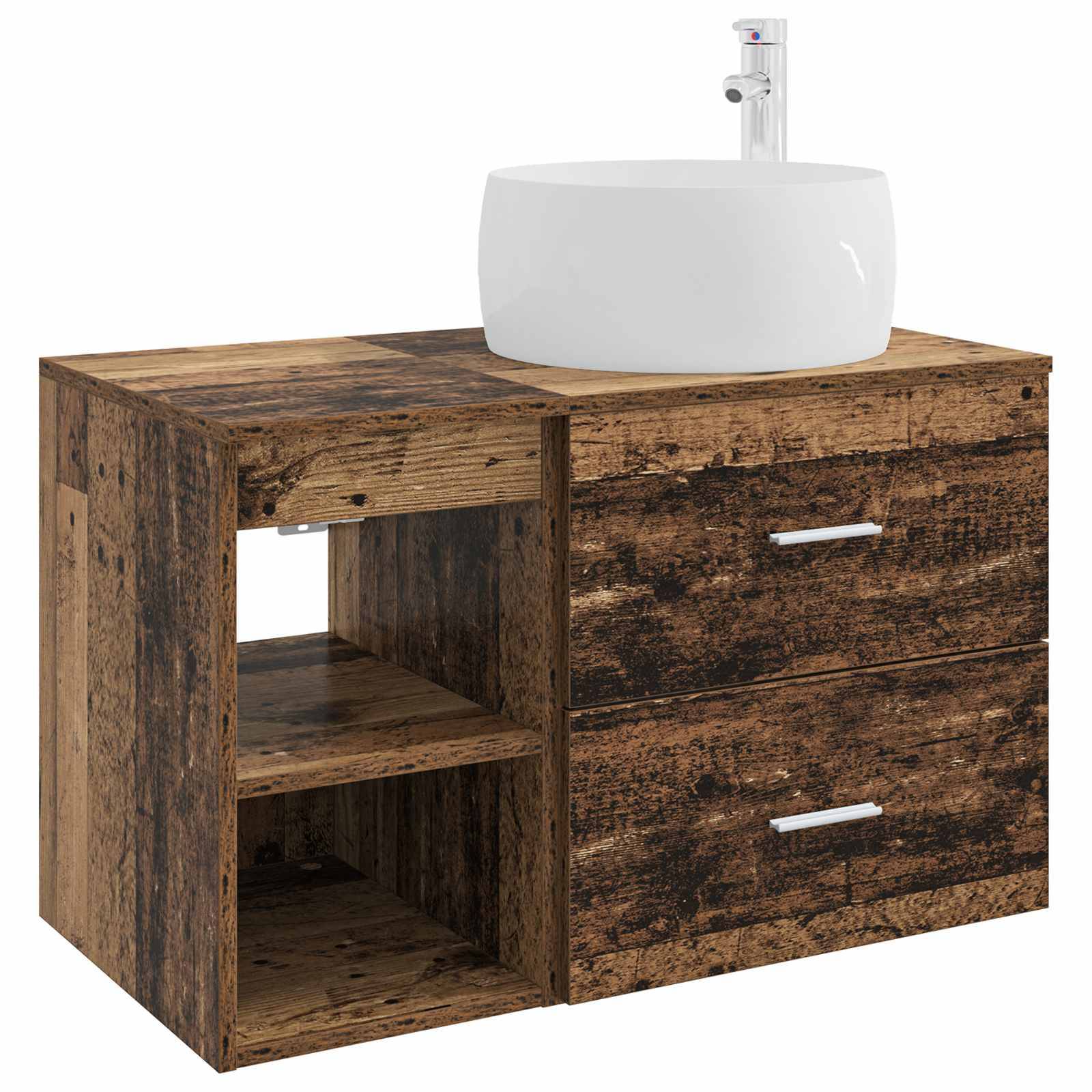 vidaXL Badezimmermöbel-Set 2 pcs Altholz Holzwerkstoff