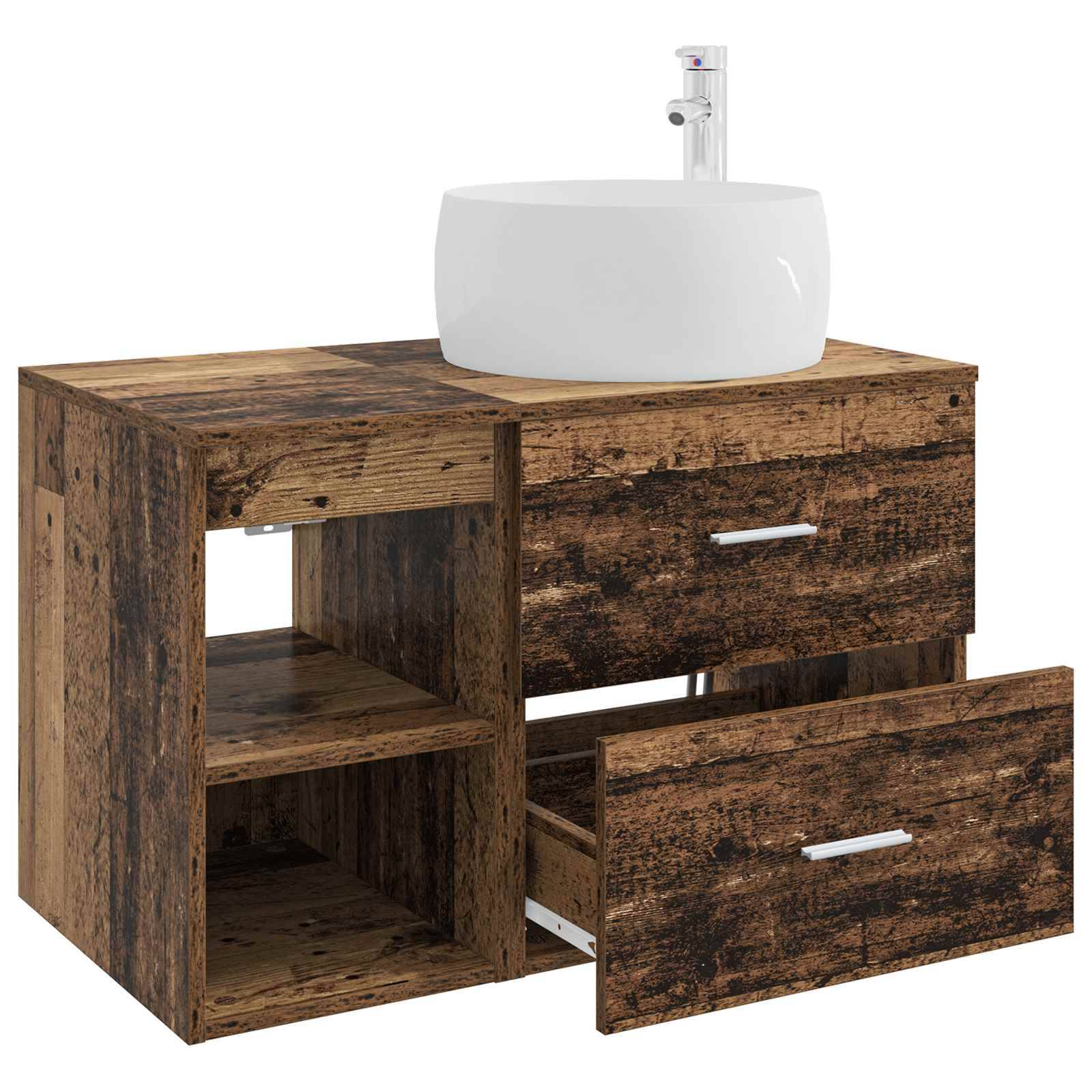 vidaXL Badezimmermöbel-Set 2 pcs Altholz Holzwerkstoff