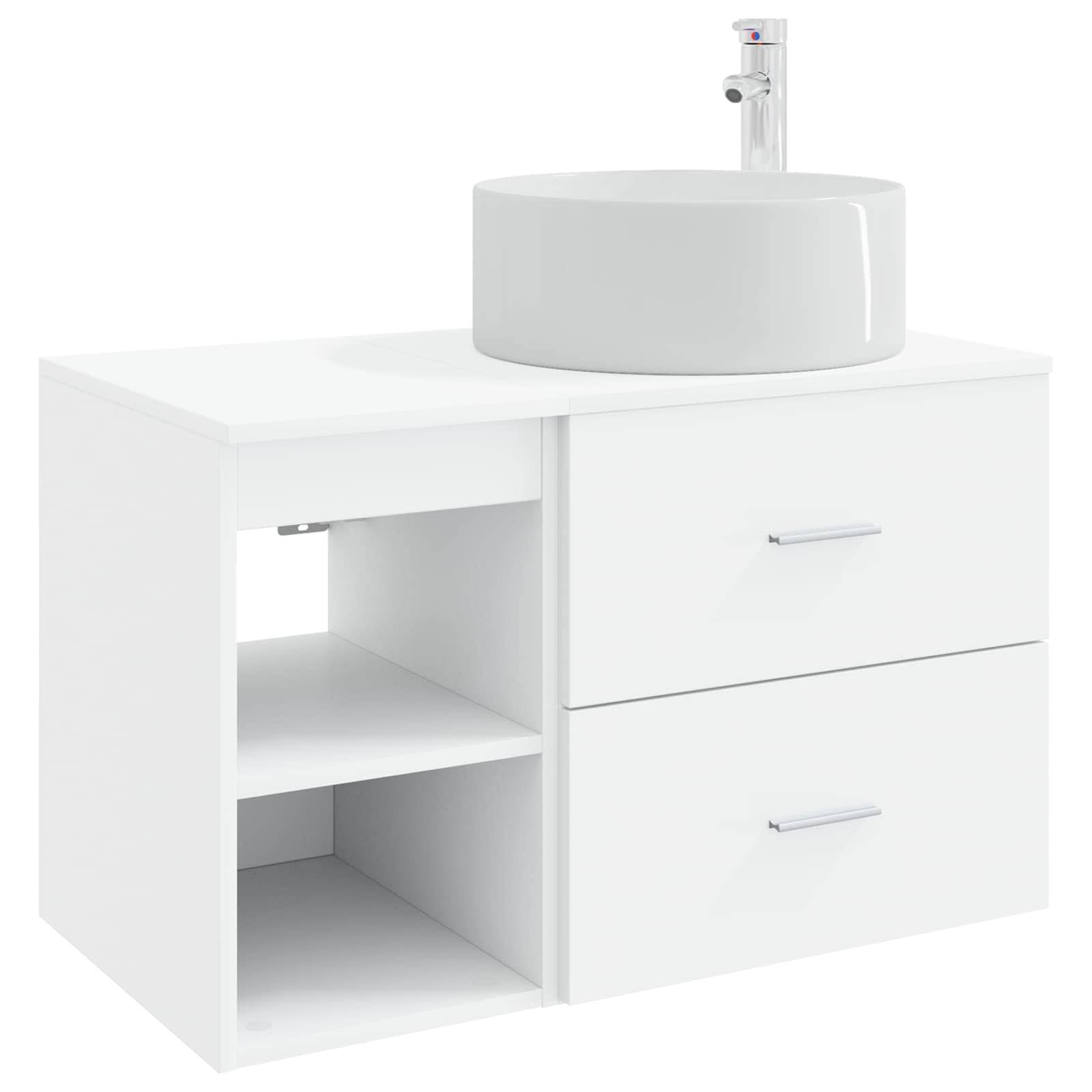 vidaXL Badezimmermöbel-Set 2 pcs Weiß Holzwerkstoff