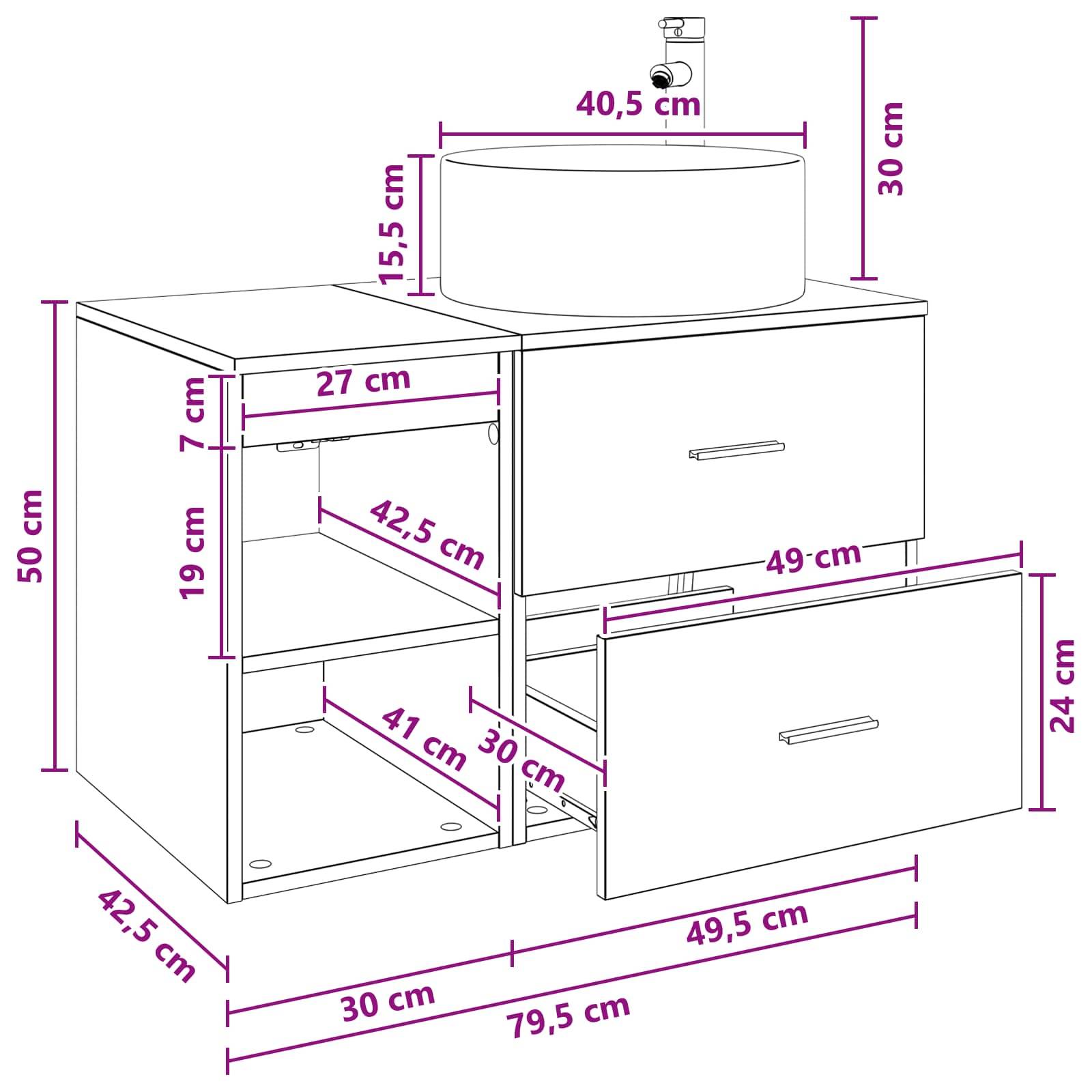 vidaXL Badezimmermöbel-Set 2 pcs Weiß Holzwerkstoff